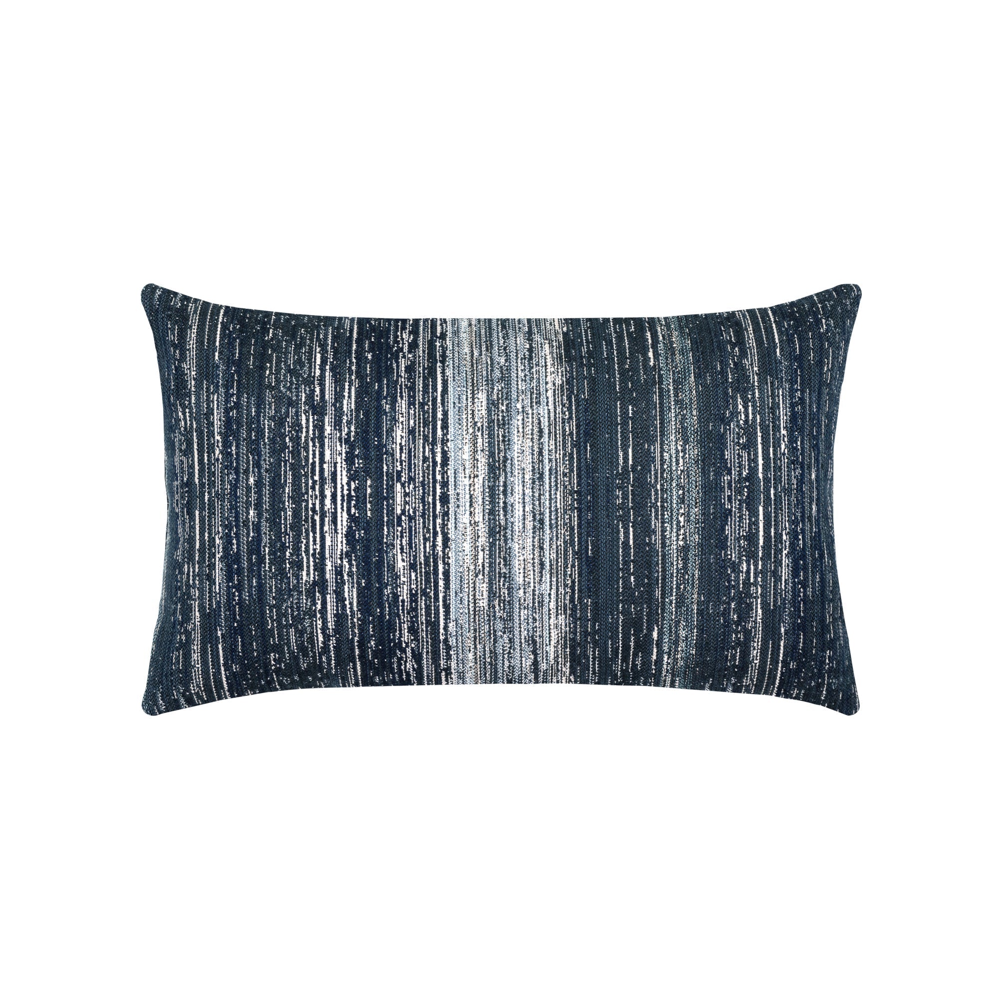 Back image of Blue striped ombre pillow in lumbar size for coastal indoor and outdoor decor
