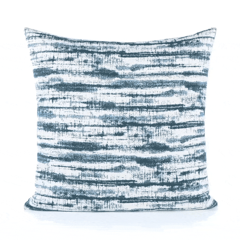 360 video of Blue striped outdoor pillow square size for nautical patio decor