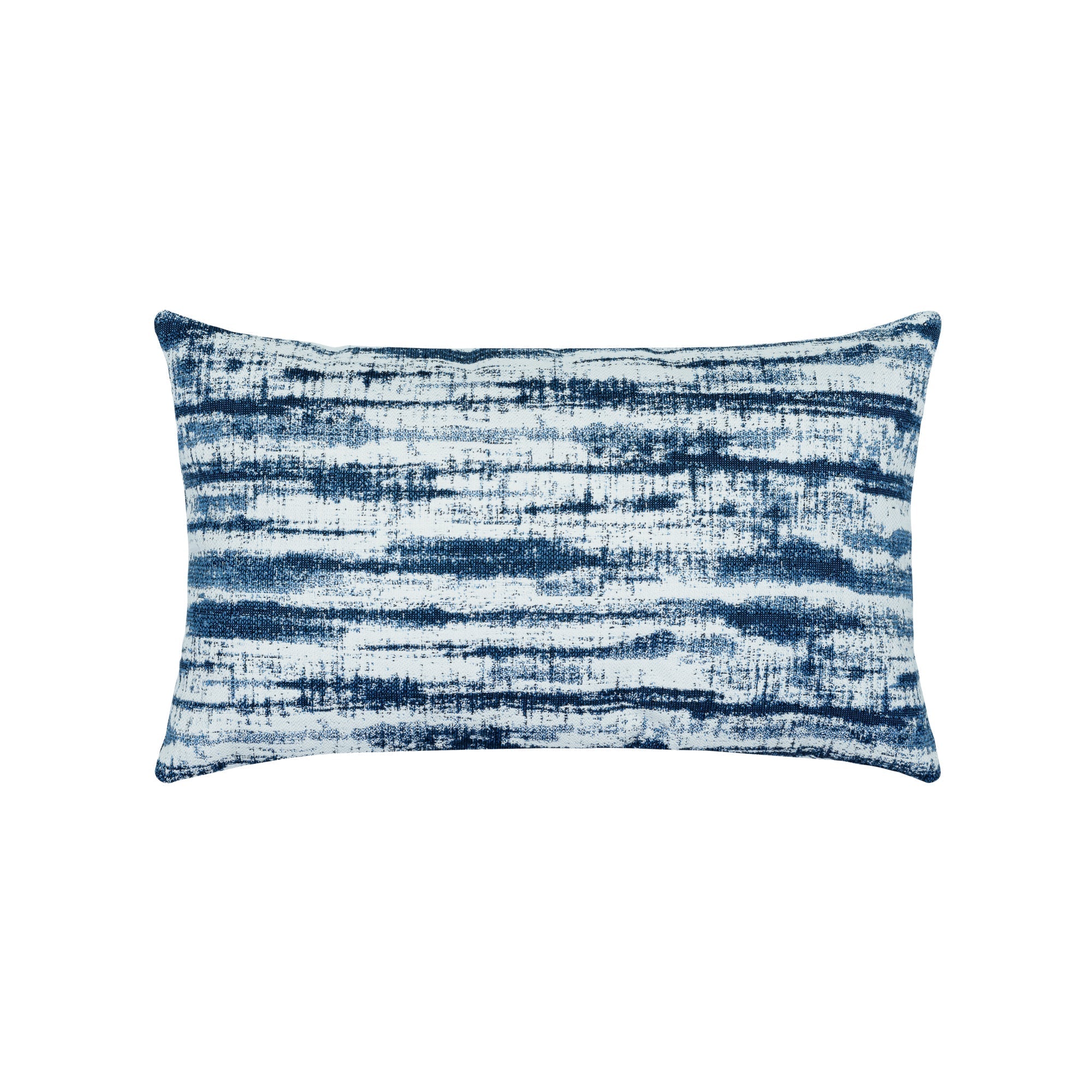 Blue striped outdoor pillow lumbar size for coastal patio decor
