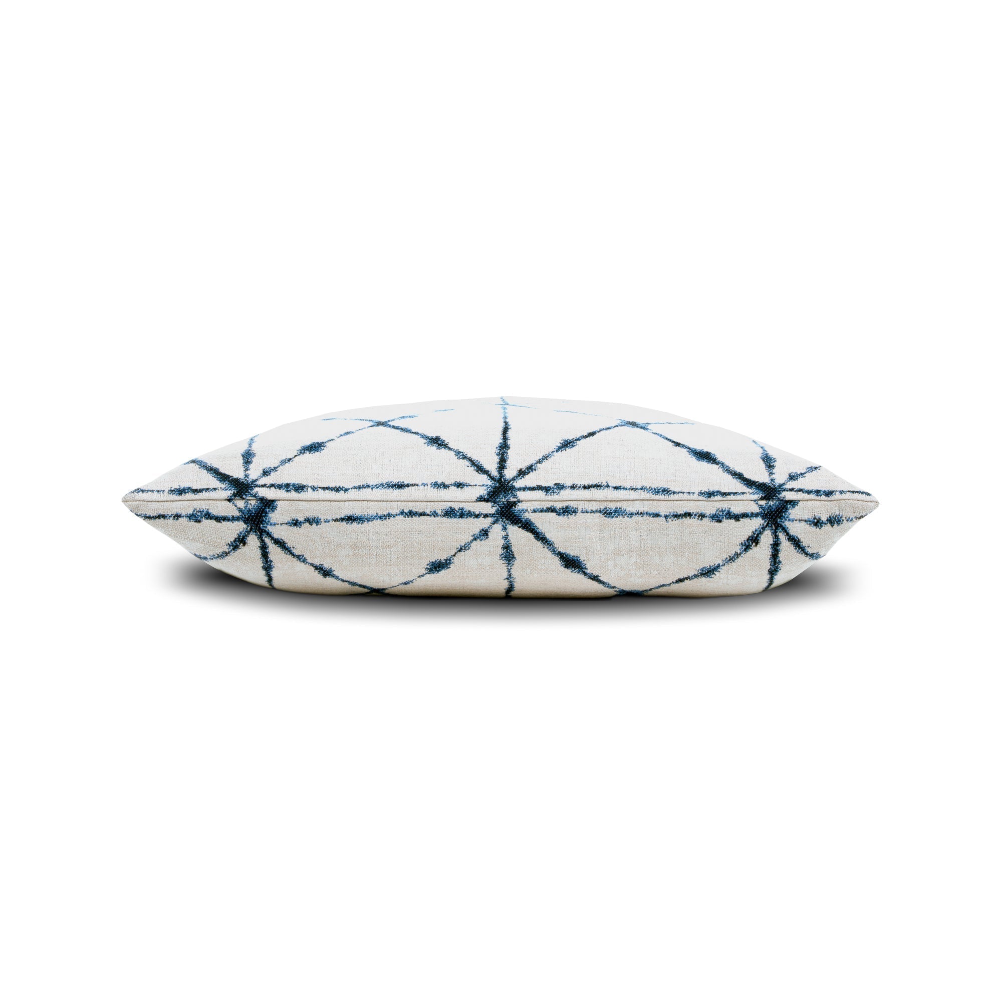 Side image of Ivory lattice pillow in square size for classic indoor and outdoor decor
