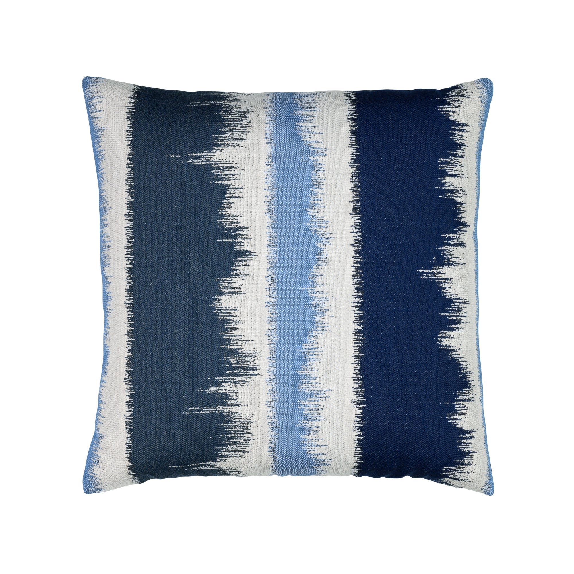 Pillow made from Gradient outdoor-safe fabric in midnight blues and soft white – Murmur Midnight by Elaine Smith