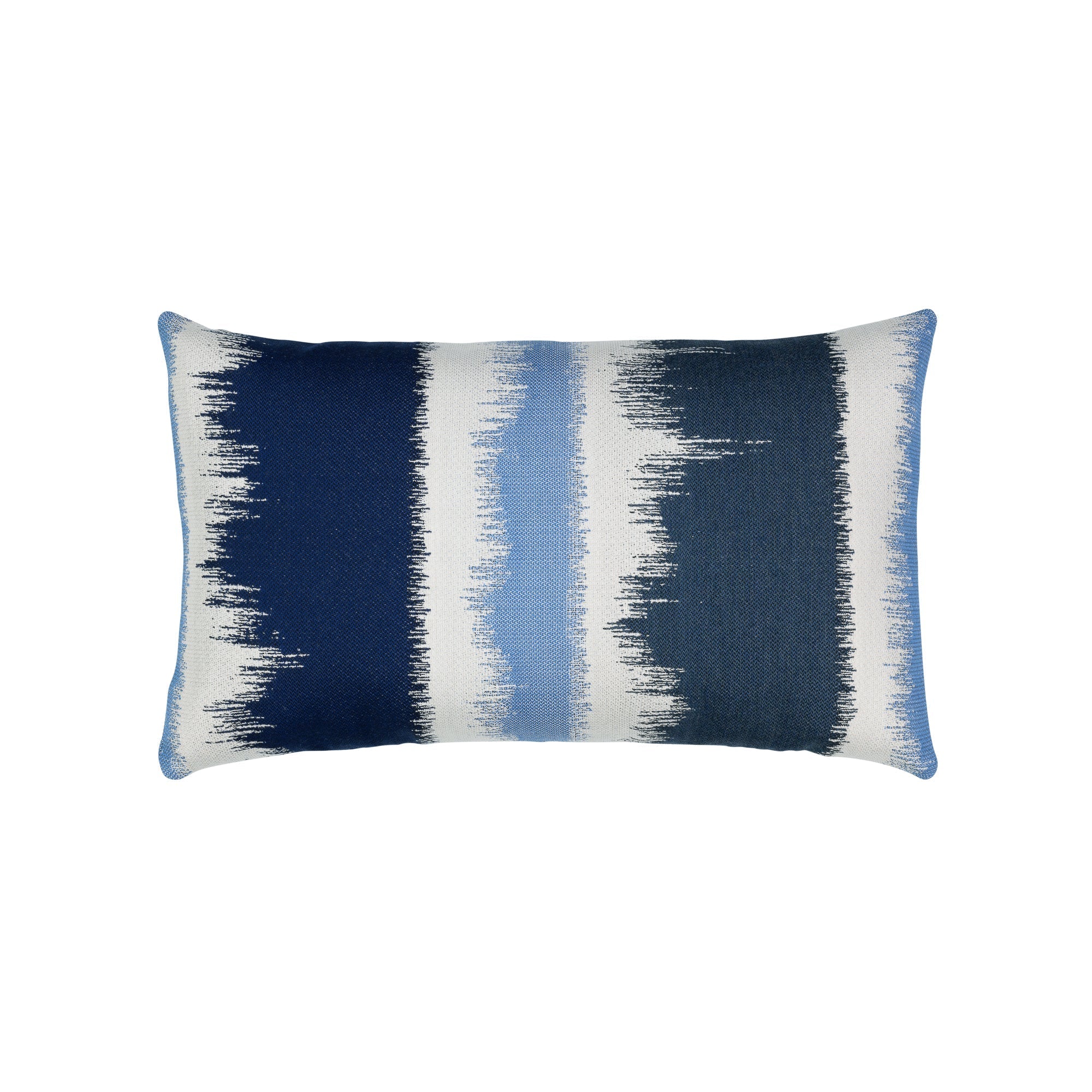 Back image of Blue ombre outdoor pillow lumbar size for coastal indoor and outdoor decor