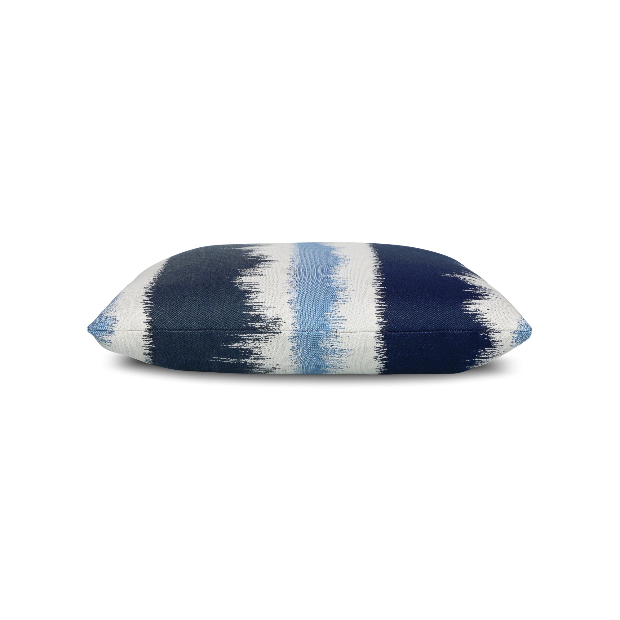 Side image of Blue ombre outdoor pillow lumbar size for coastal indoor and outdoor decor
