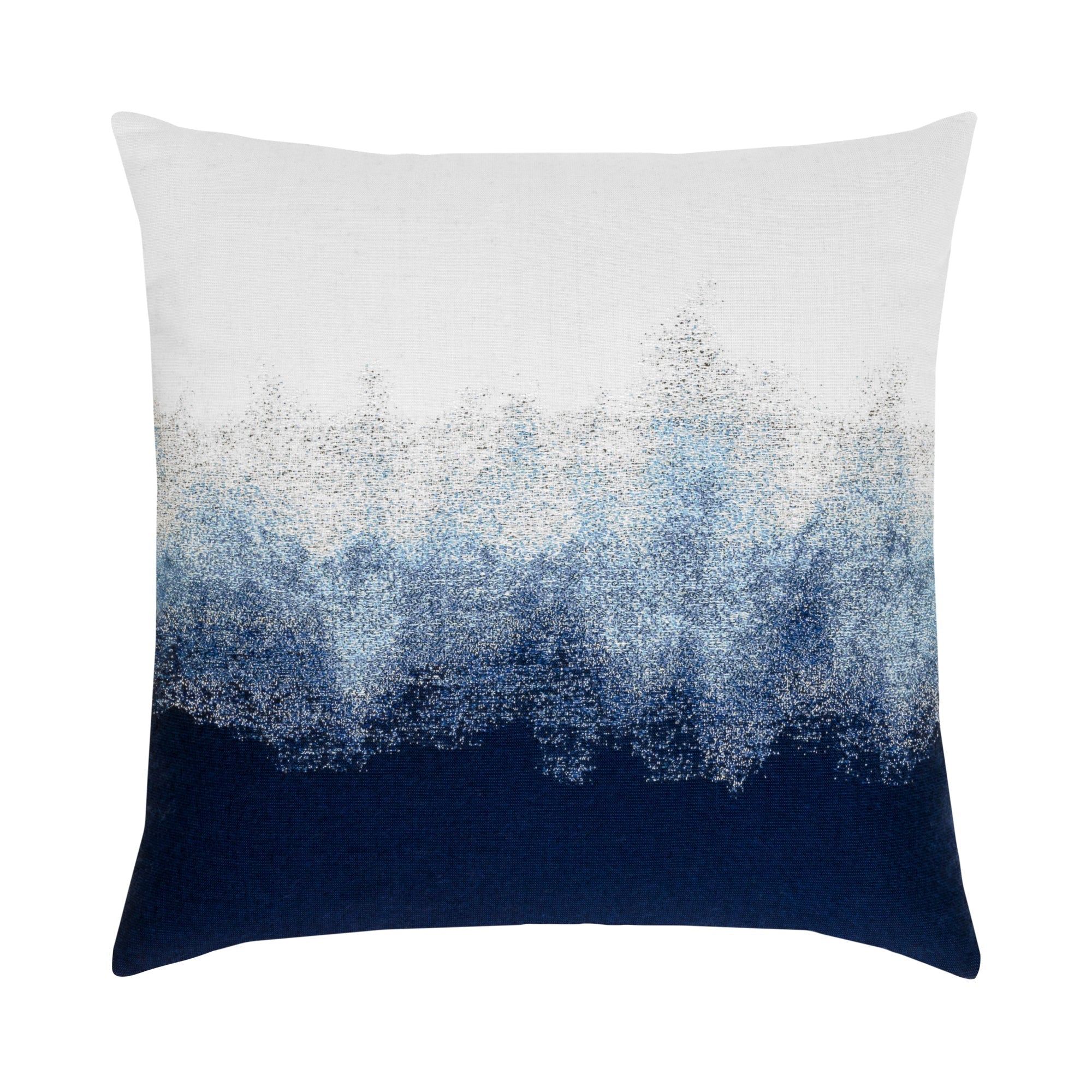 Deep navy ombre outdoor pillow with fade effect for sophisticated outdoor design in 22 inch square