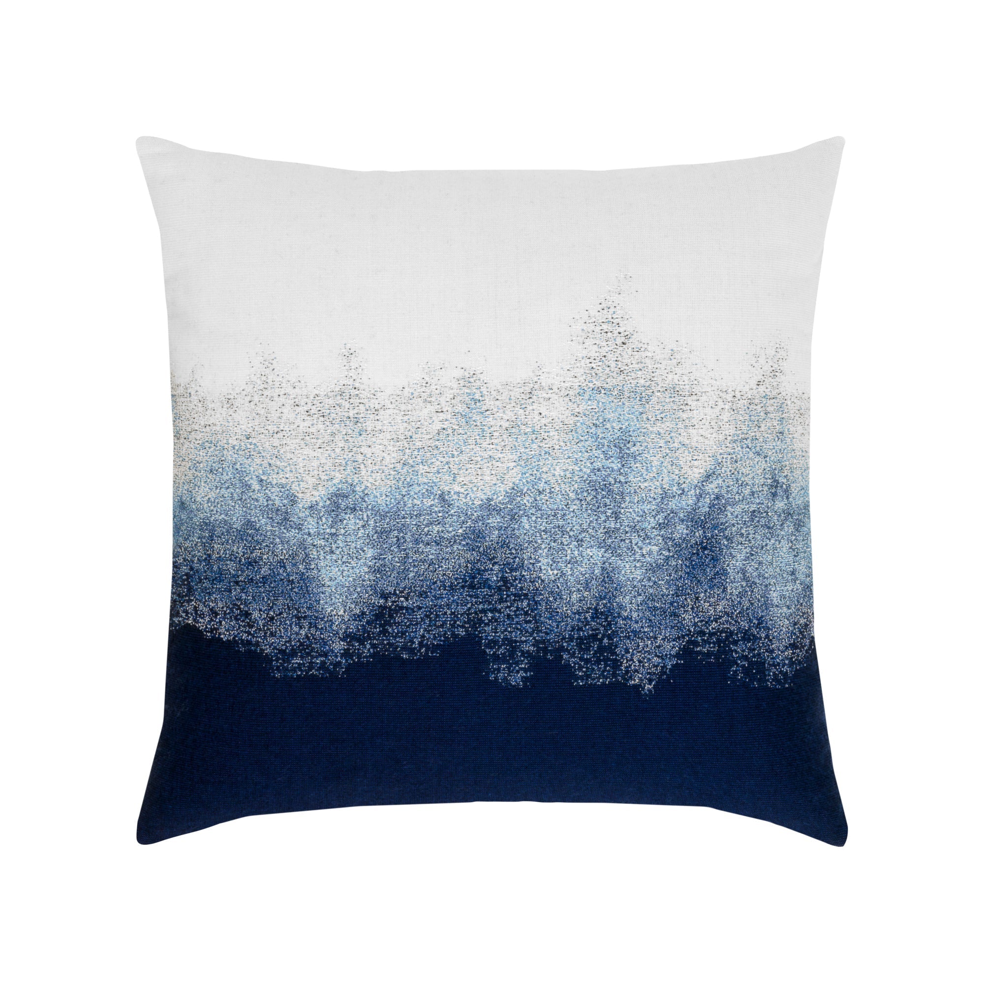 Deep navy ombre outdoor pillow with fade effect for sophisticated outdoor design in 20 inch square