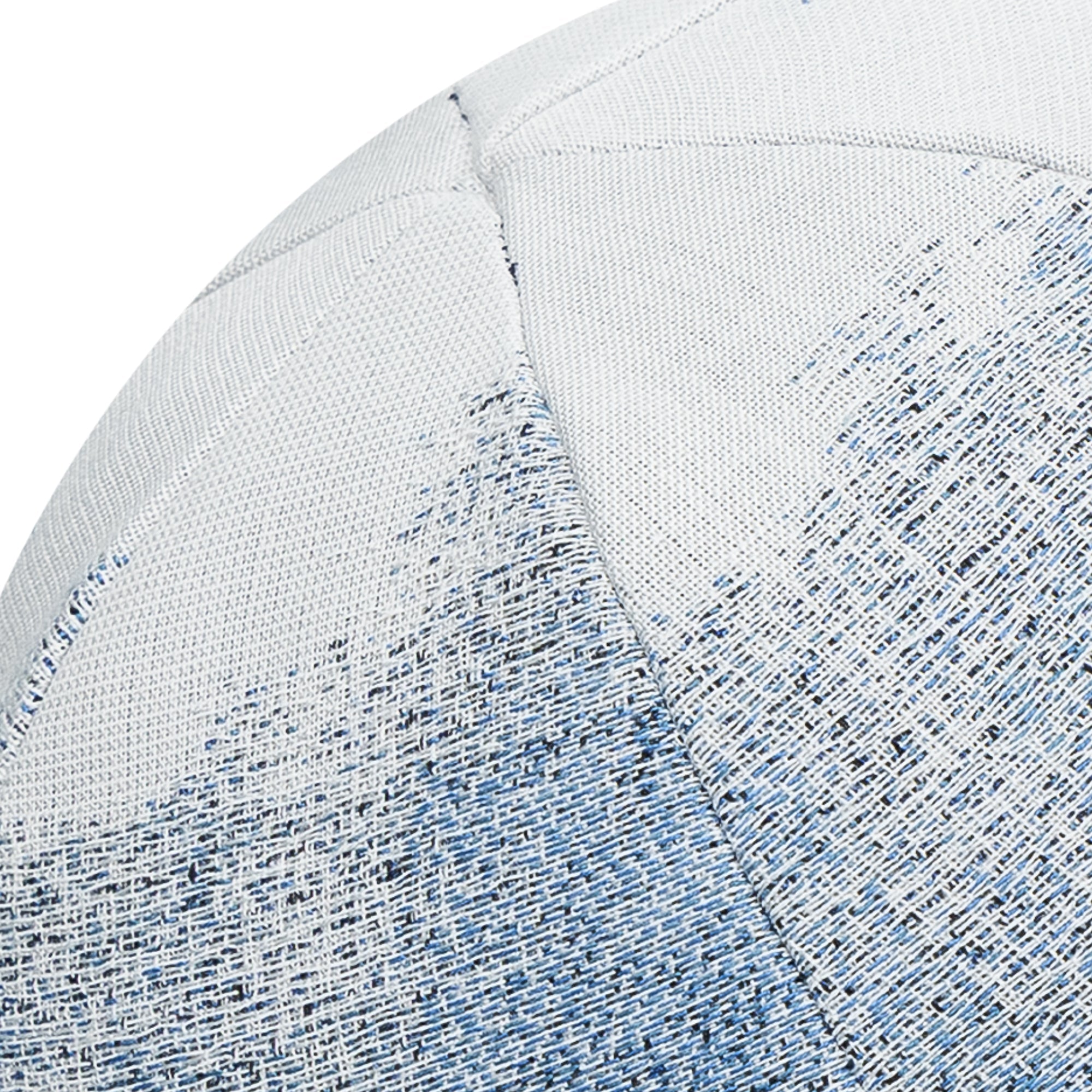 Detail image of Round blue textured outdoor pillow for stylish patio accents by Elaine Smith