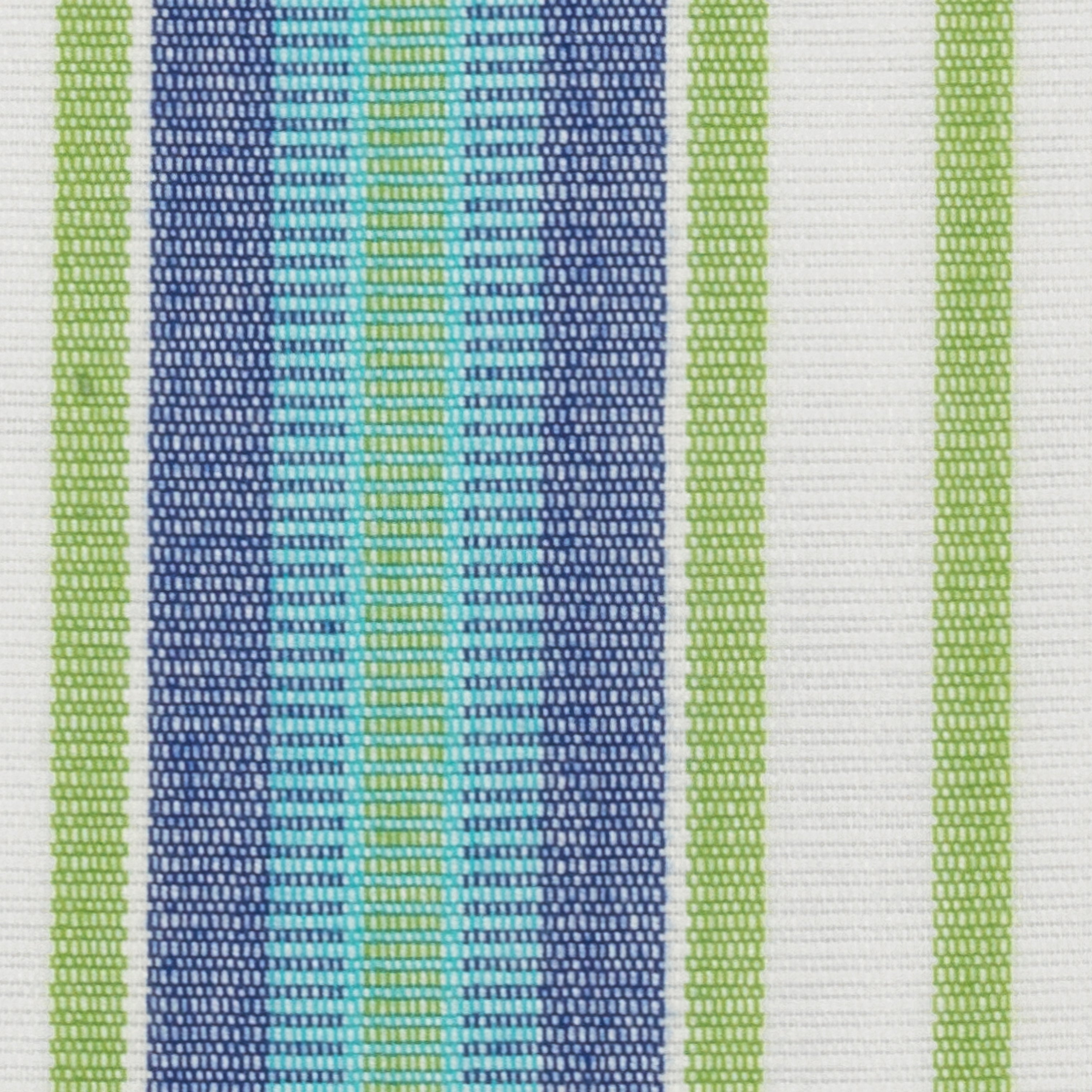 Detail image of Green and blue striped pillow in lumbar size for timeless indoor and outdoor decor