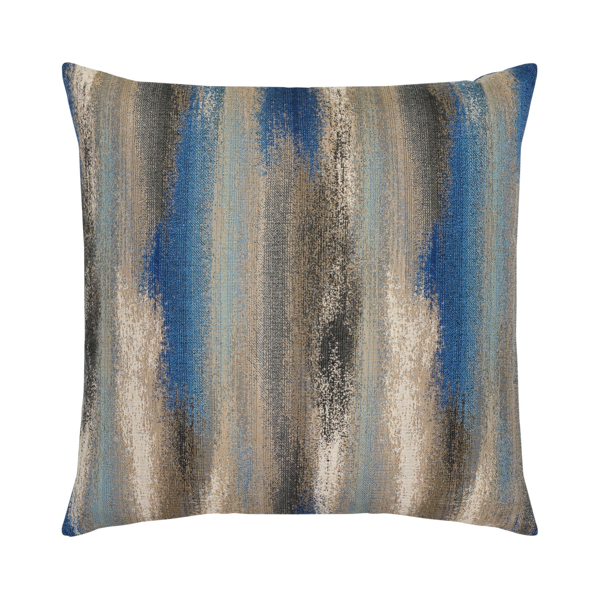 Blue and taupe pillow in large square size for stylish indoor and outdoor decor by Elaine Smith