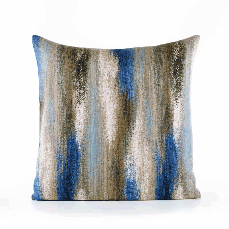 360 video of Blue and taupe abstract pillow square size for modern indoor and outdoor decor