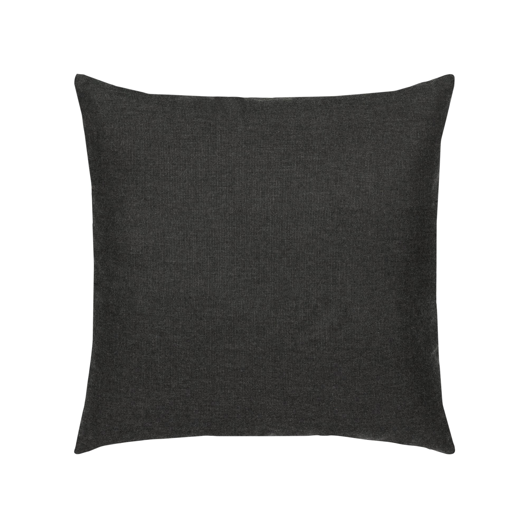 Back image of Carbon black pillow with micro fringe details in square size for dramatic indoor and outdoor decor