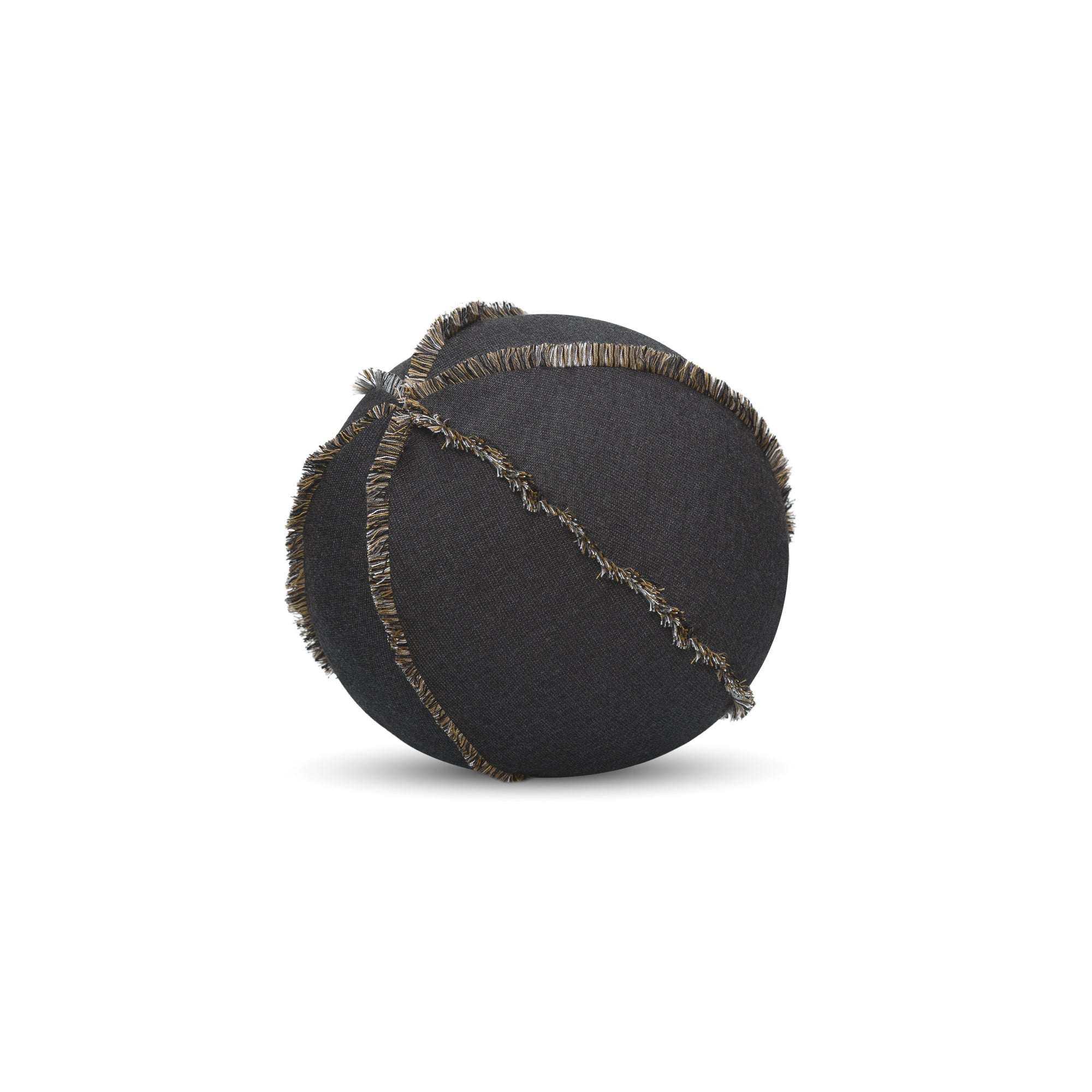 Round carbon black outdoor pillow with textured finish for bold indoor and outdoor decor