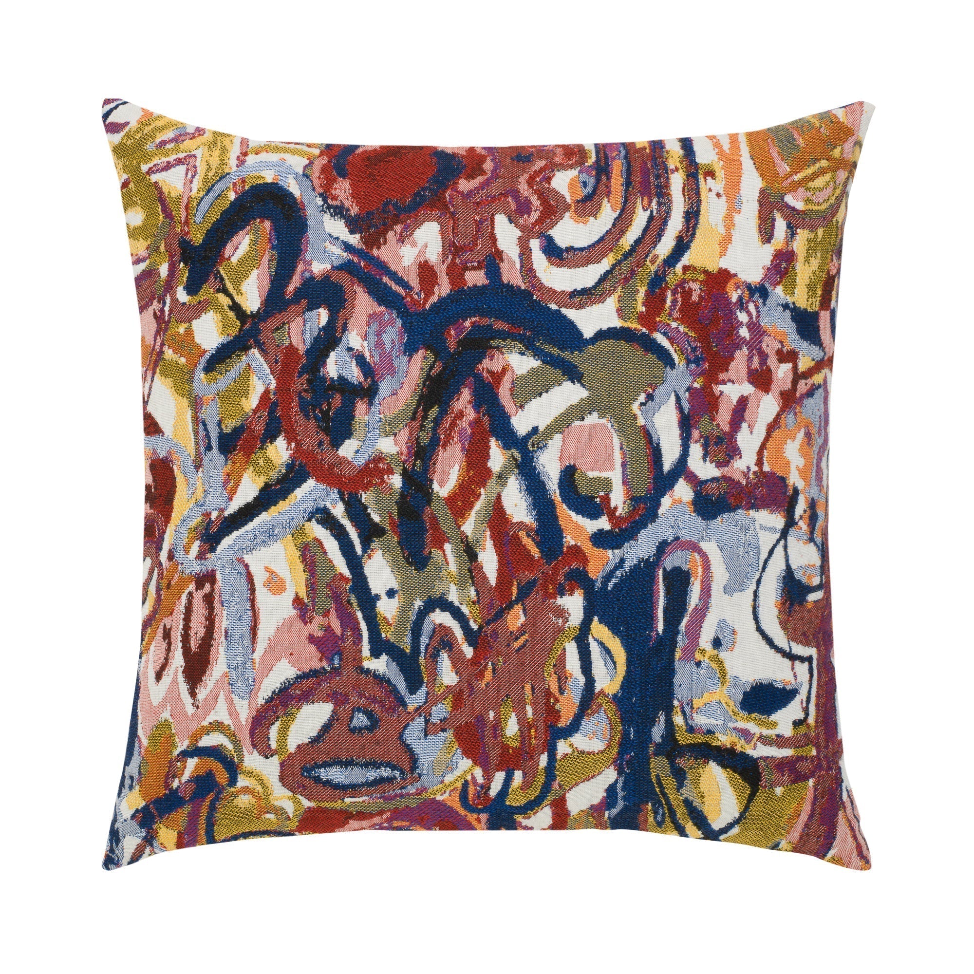 Red outdoor pillow with abstract pattern square size for modern patio decor