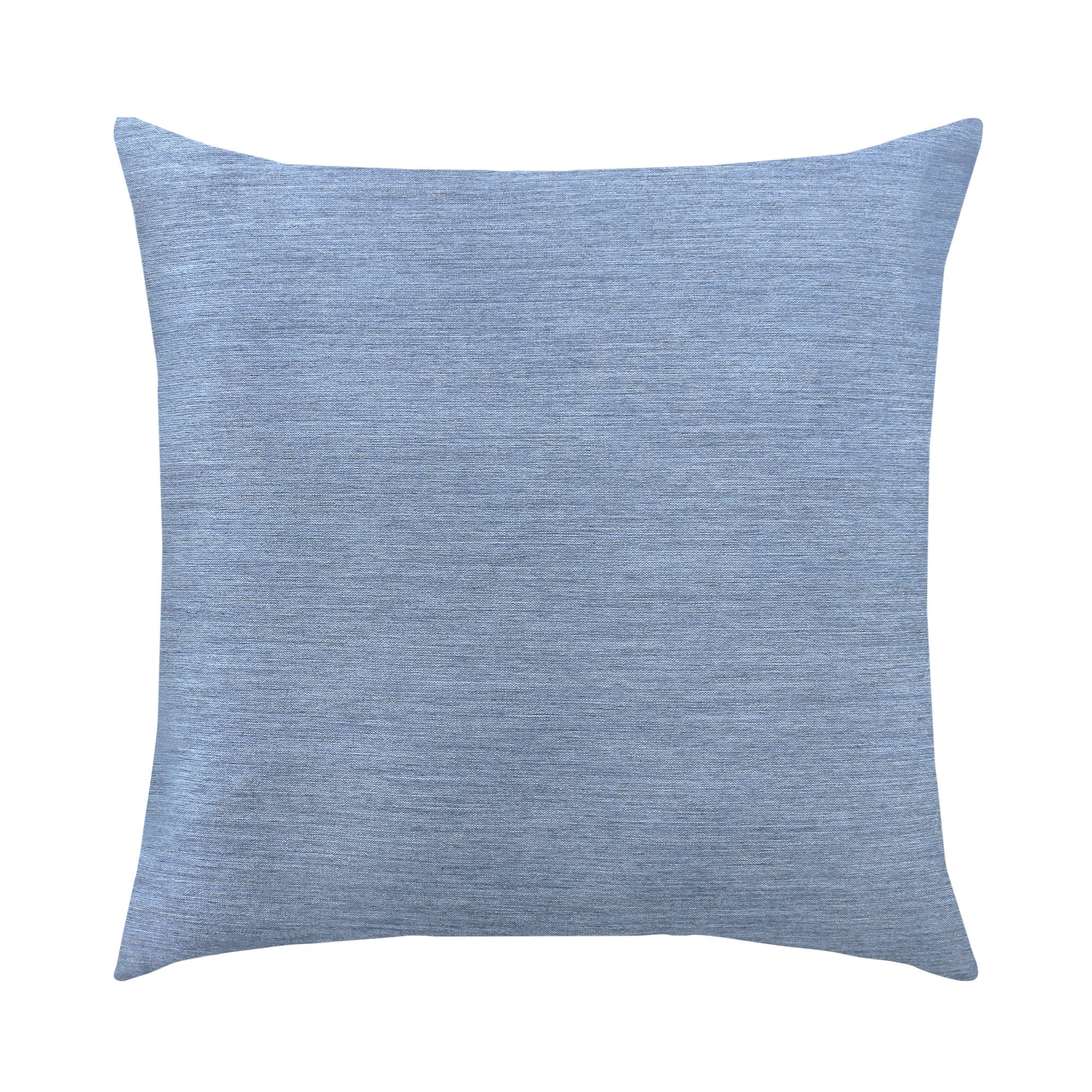Back image of Blue outdoor pillow with white and navy center banding in square size for sophisticated indoor and outdoor decor