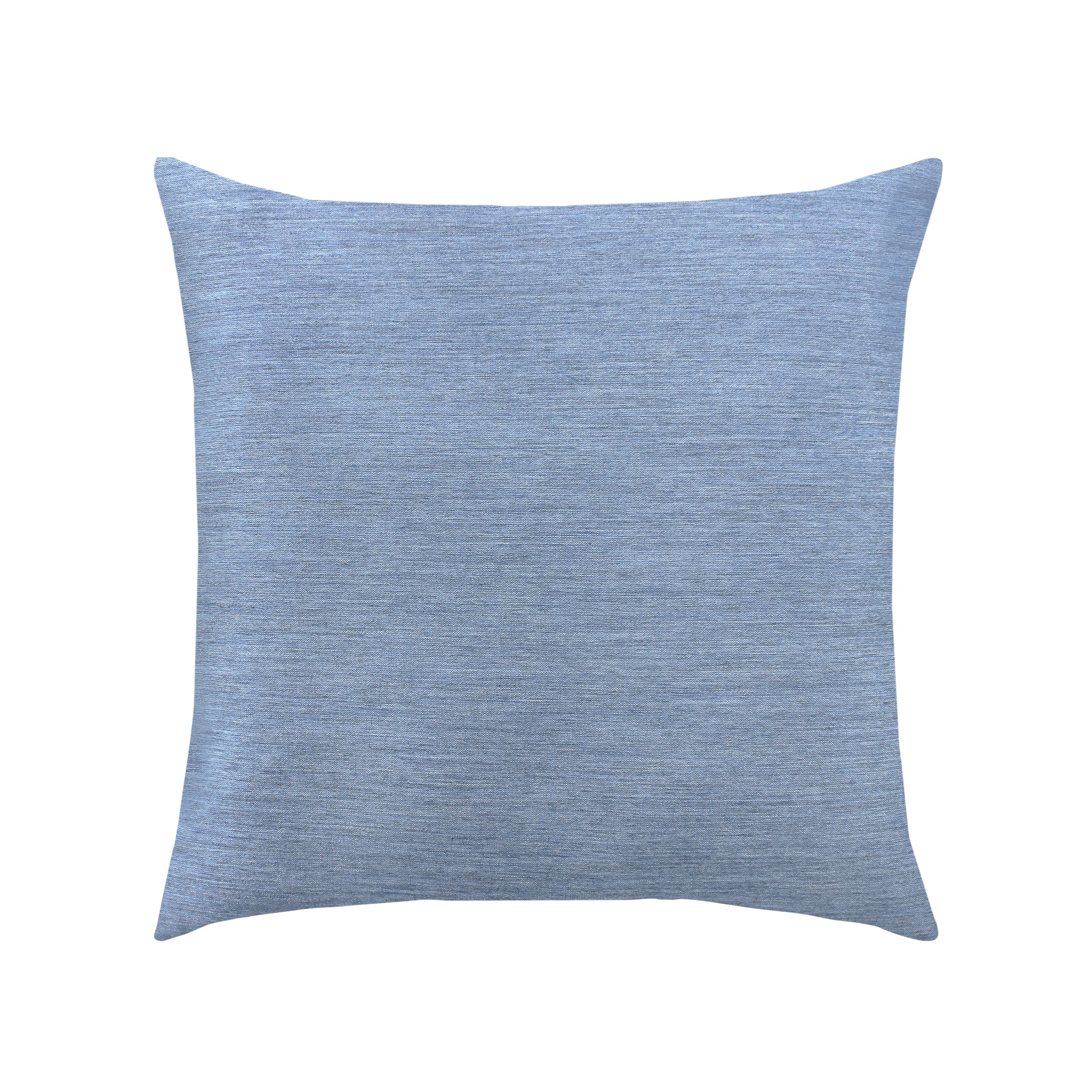 Back image of Blue outdoor pillow with white and navy center banding in square size for chic indoor and outdoor decor
