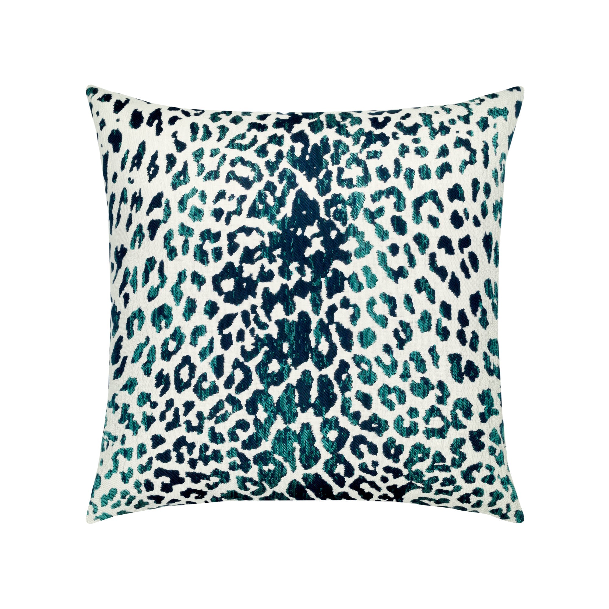 Pillow made from Animal pattern outdoor safe fabric in midnight blue and teal – Wild One Midnight by Elaine Smith
