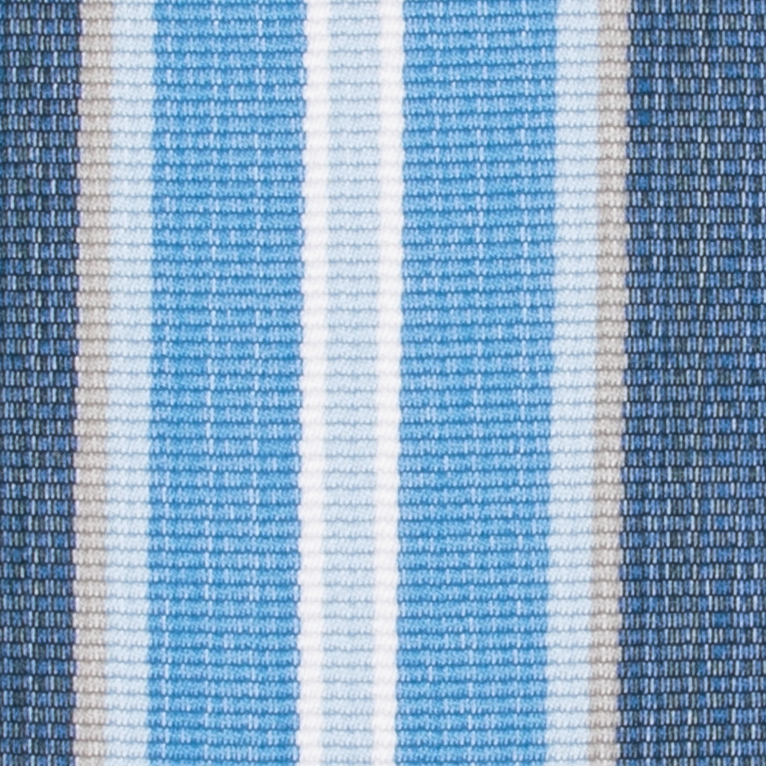 Detail image of Blue outdoor pillow with stripe pattern square size for coastal patio decor