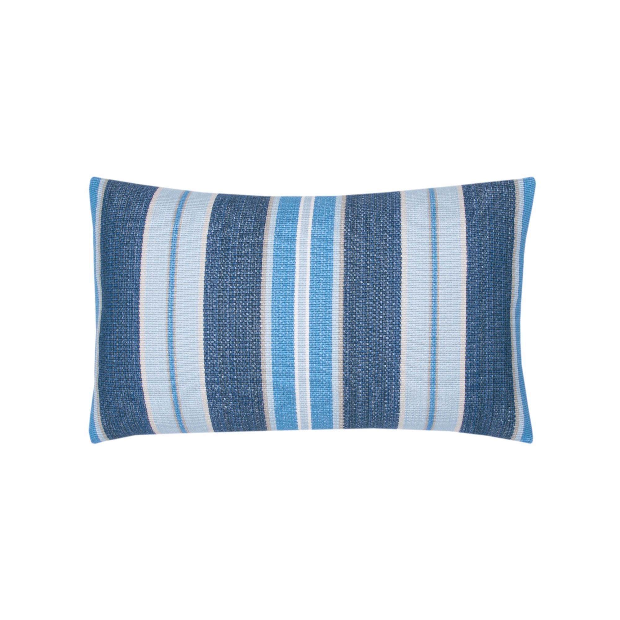 Blue outdoor pillow with stripe pattern square size for coastal patio decor