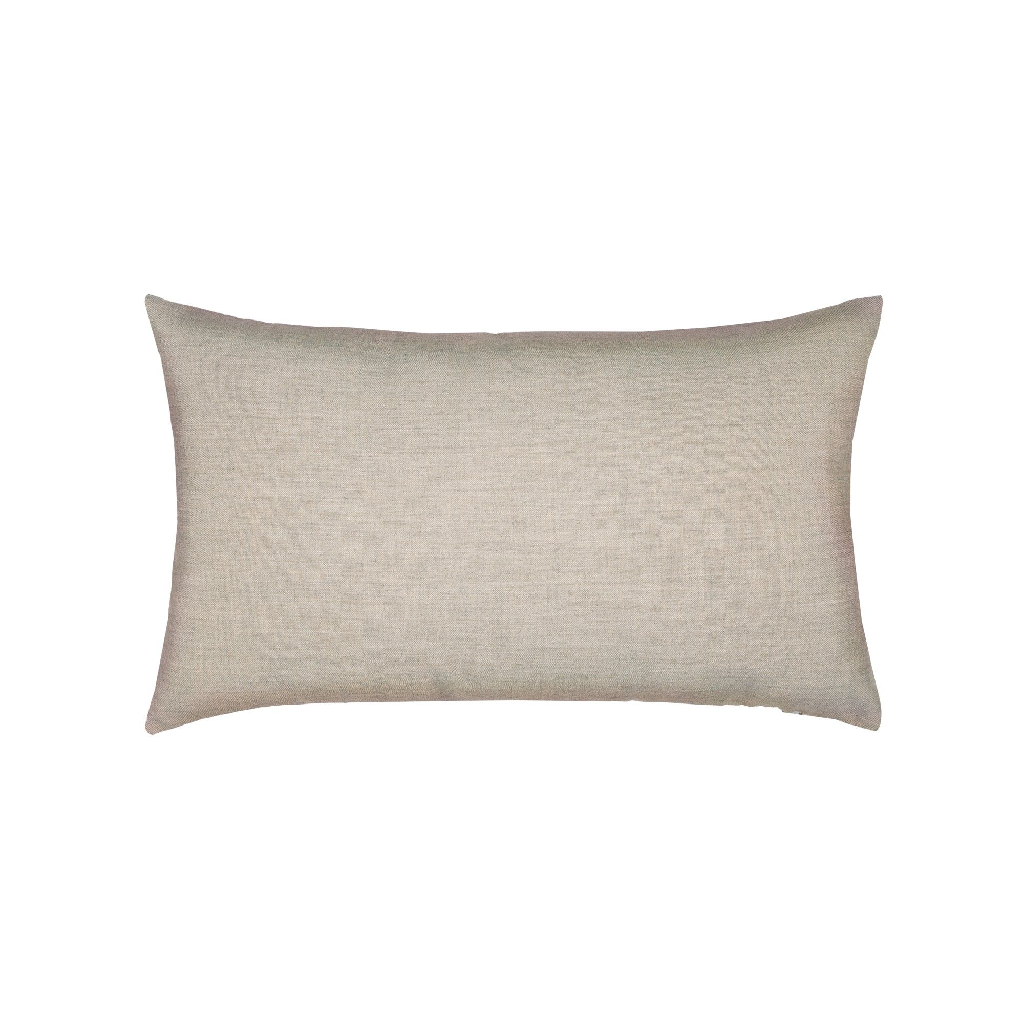Back image of Brown and gray abstract pillow lumbar size for sophisticated indoor and outdoor decor