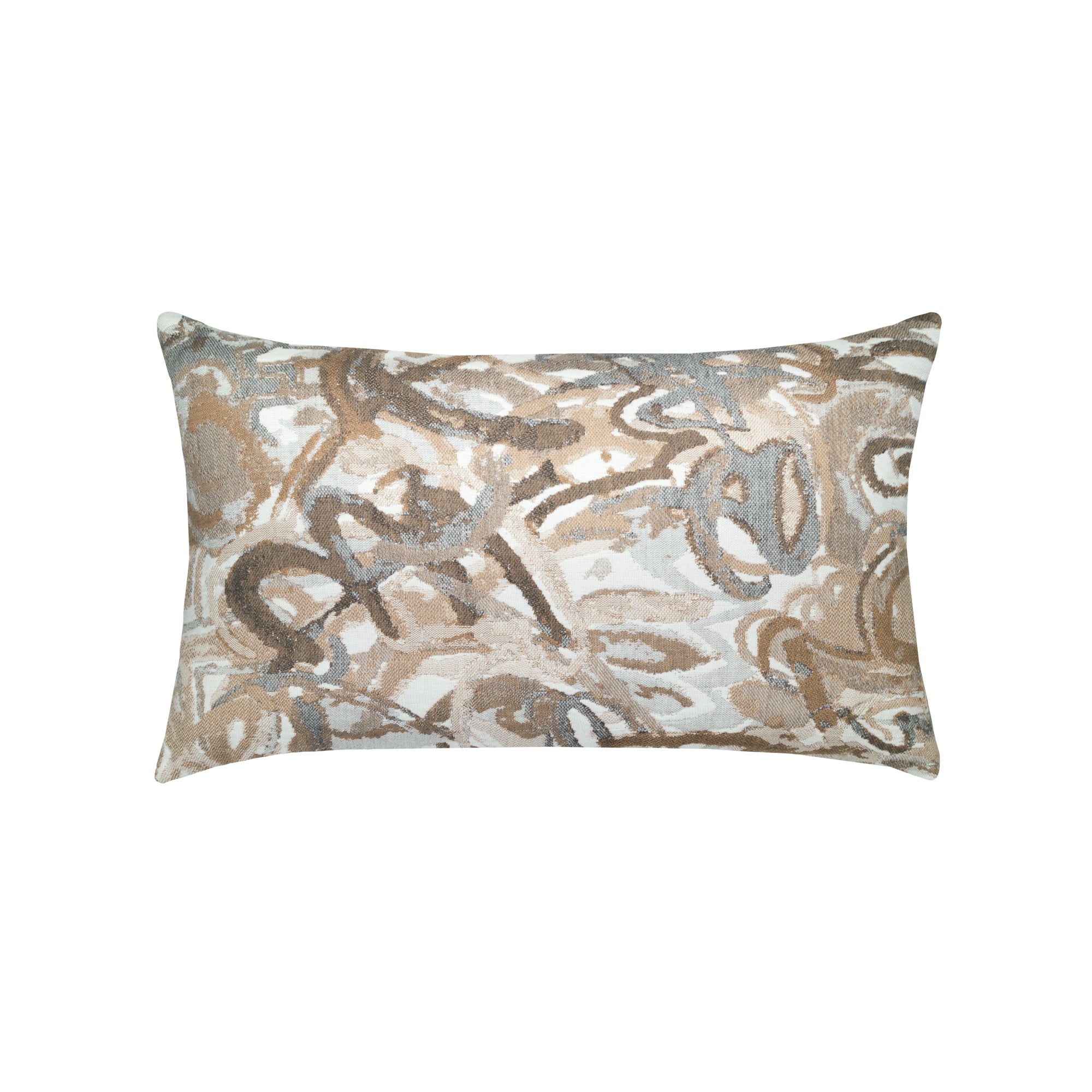 Brown and gray abstract pillow lumbar size for sophisticated indoor and outdoor decor