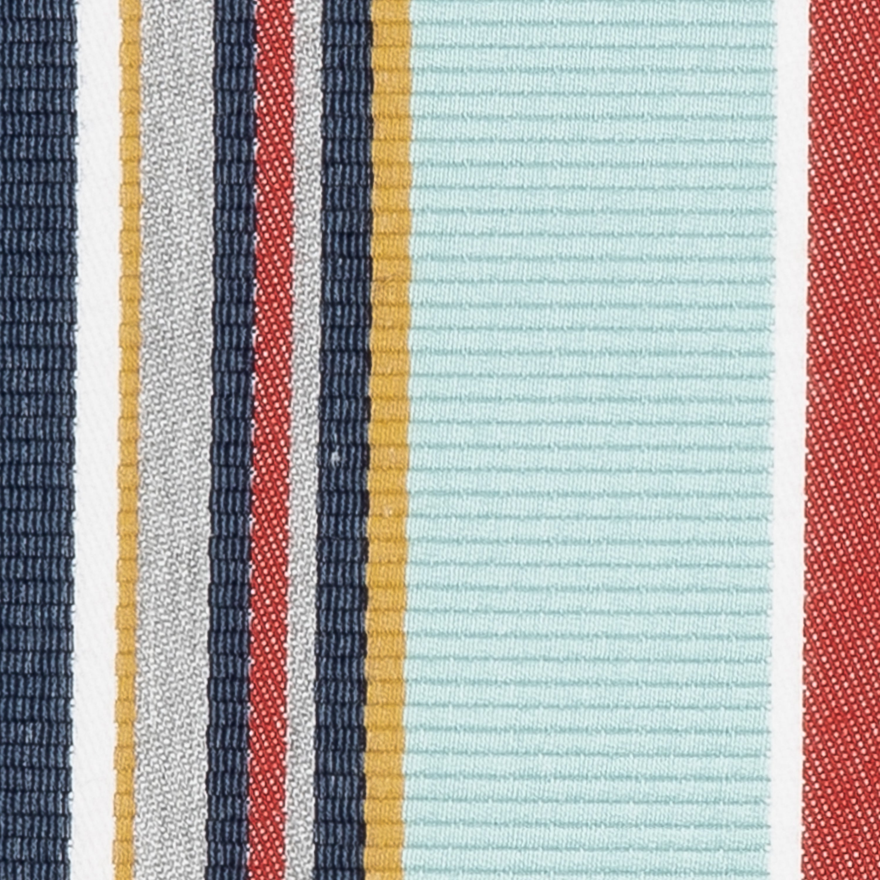 Detail image of red and indigo striped pillow for elegant indoor and outdoor décor