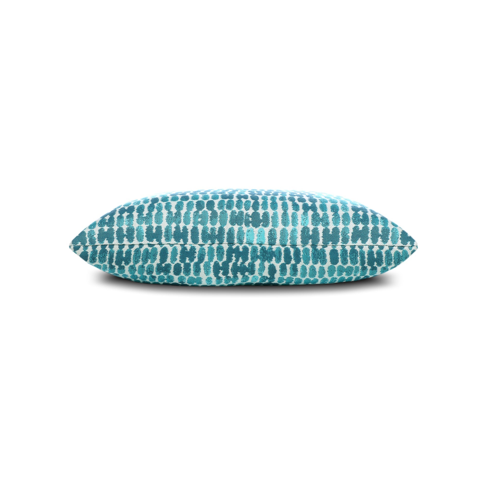 Side image of Aruba striped ombre pillow in square size for modern indoor and outdoor decor