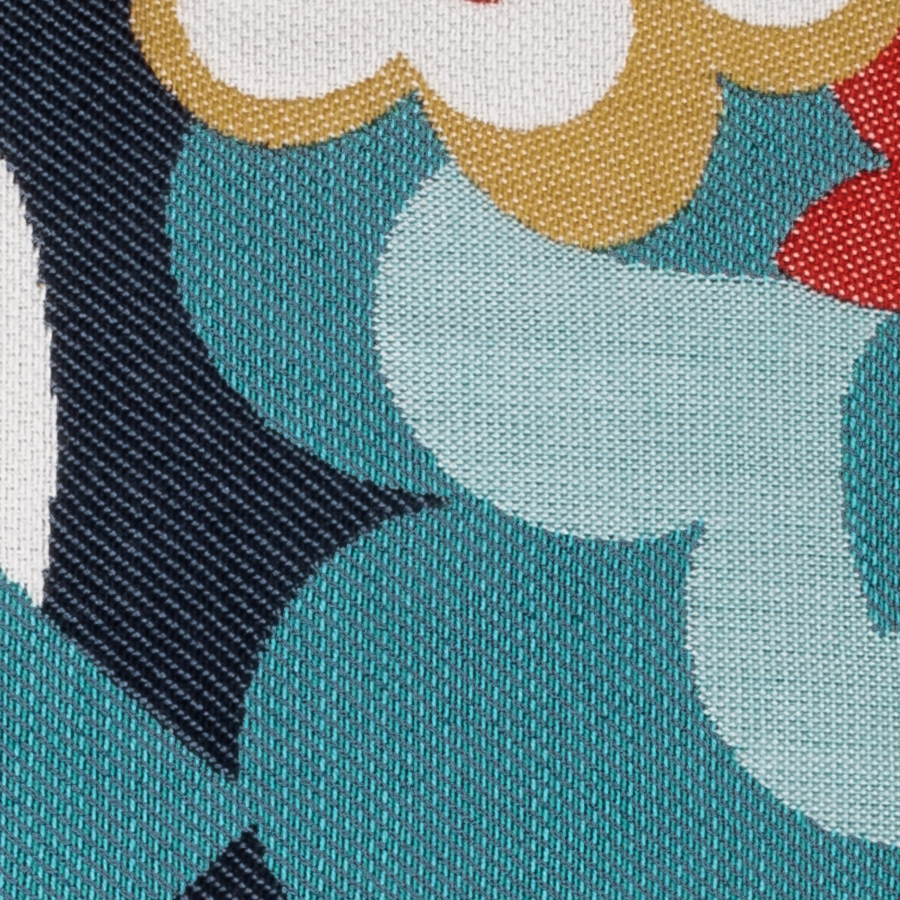 Detail image of Navy outdoor pillow with abstract design square size for contemporary patio decor