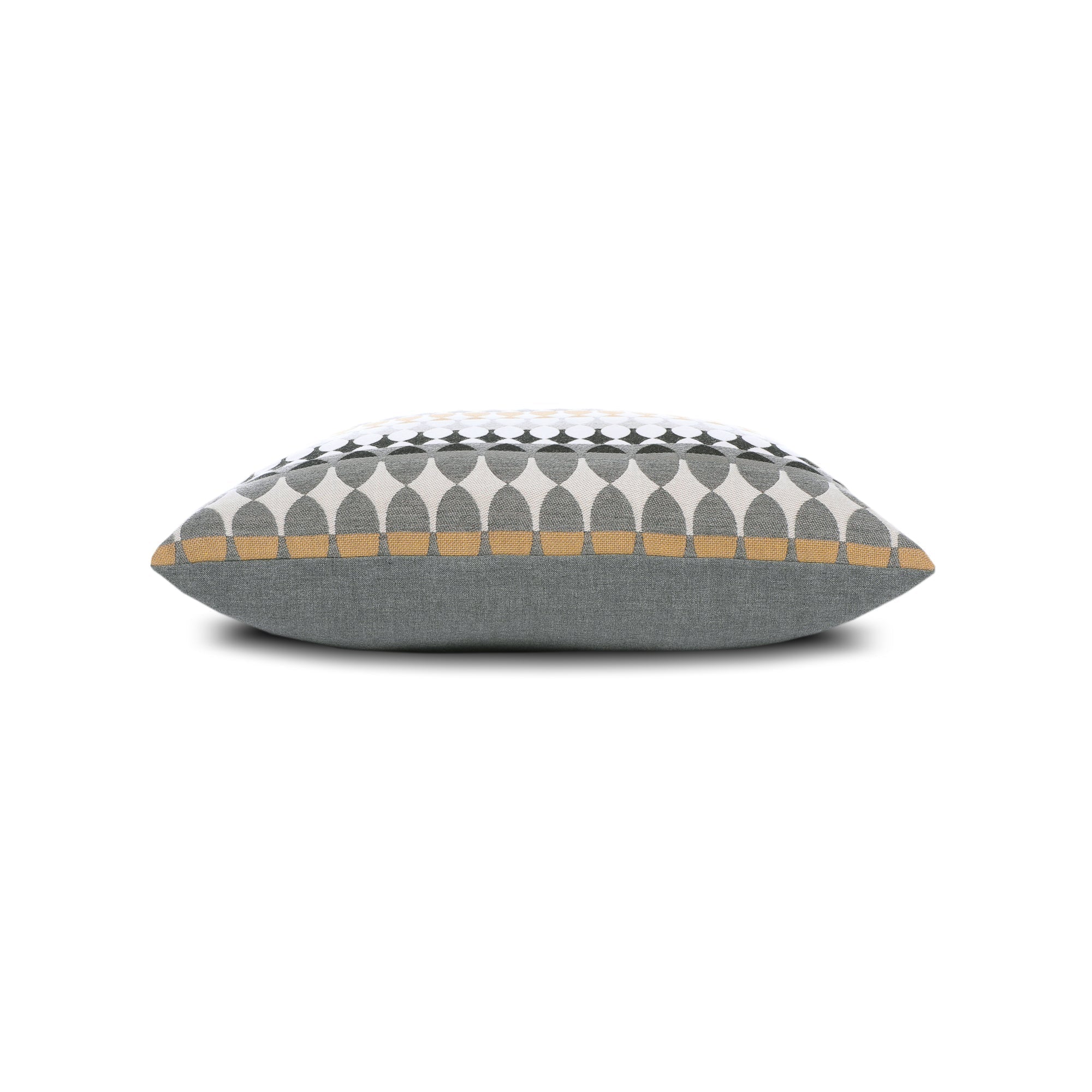 Side image of Neutral striped multicolor outdoor pillow square size for lively indoor and outdoor decor