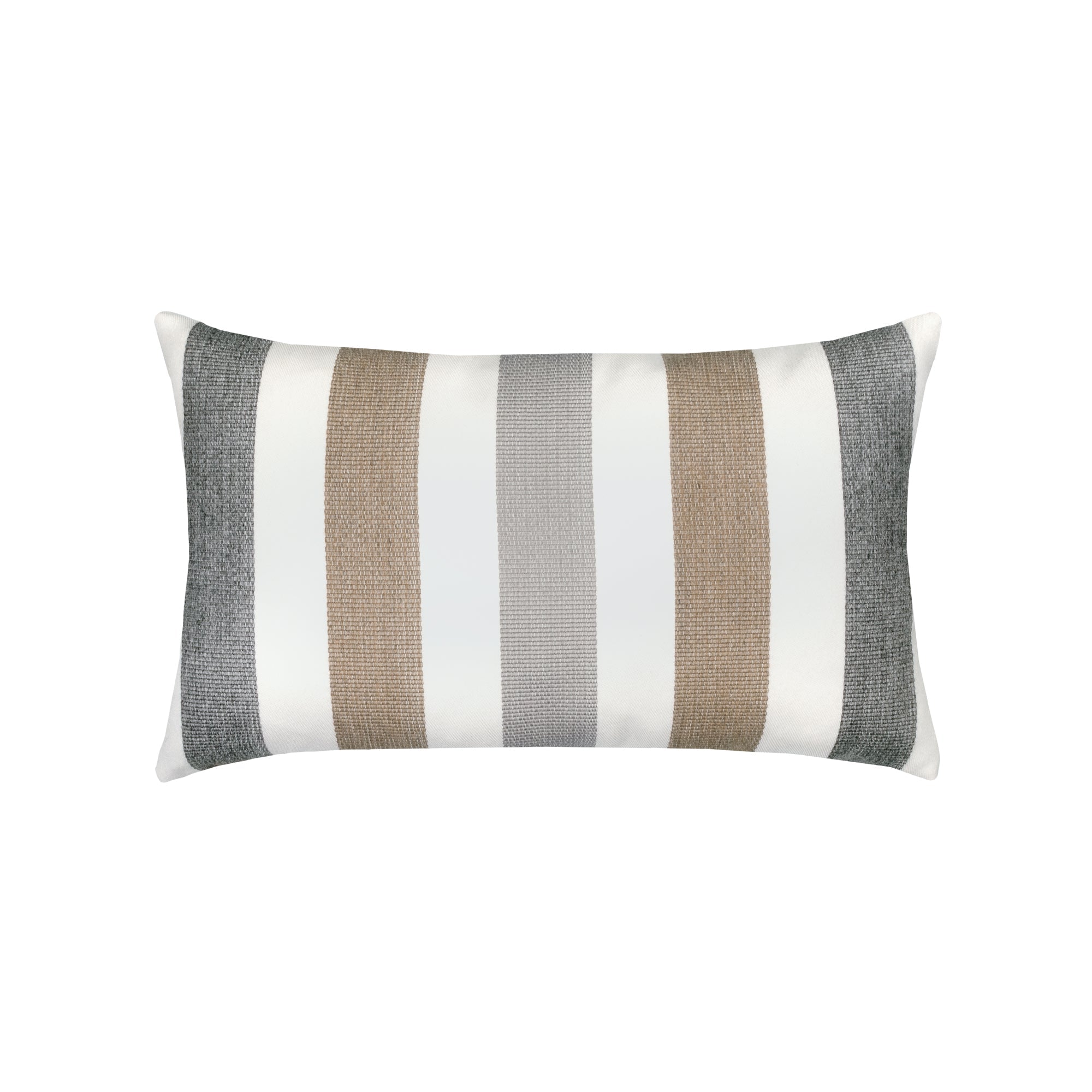 Neutral striped pillow, lumbar size for outdoor décor