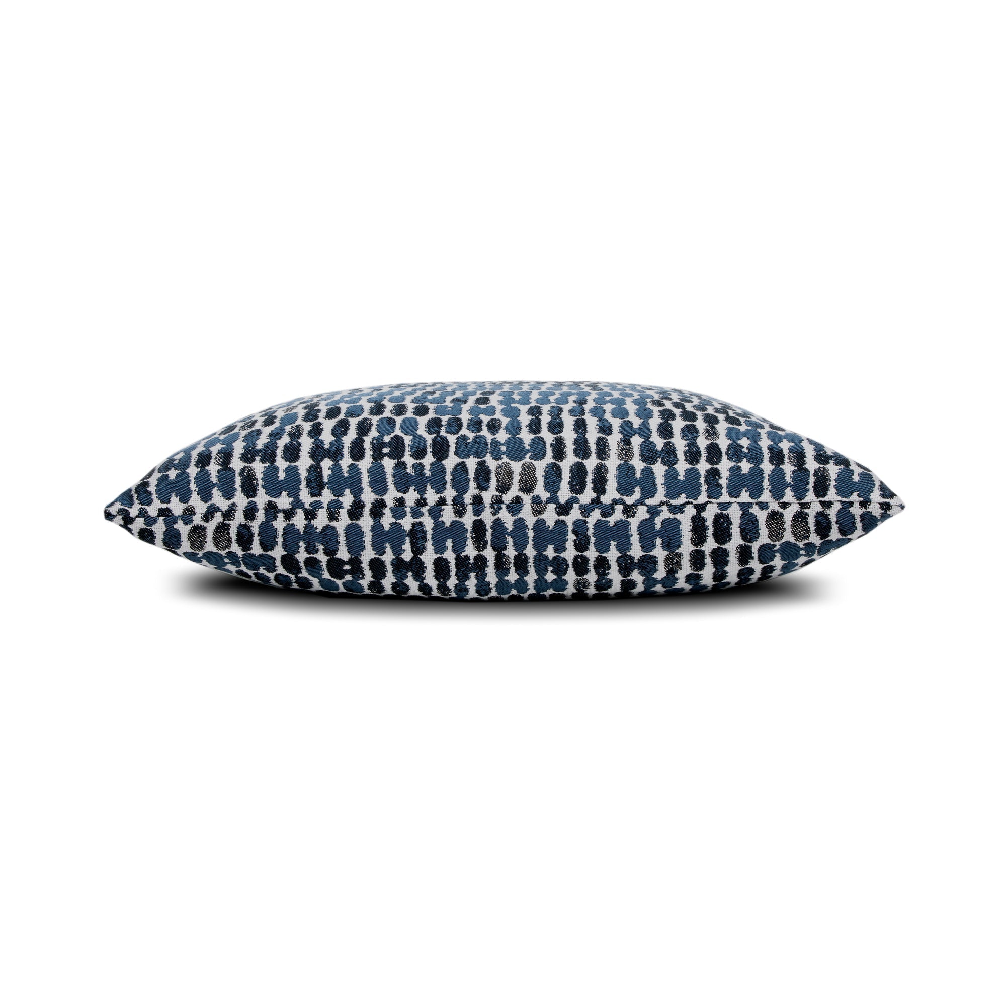 Side image of Indigo striped ombre pillow in square size for stylish indoor and outdoor decor by Elaine Smith