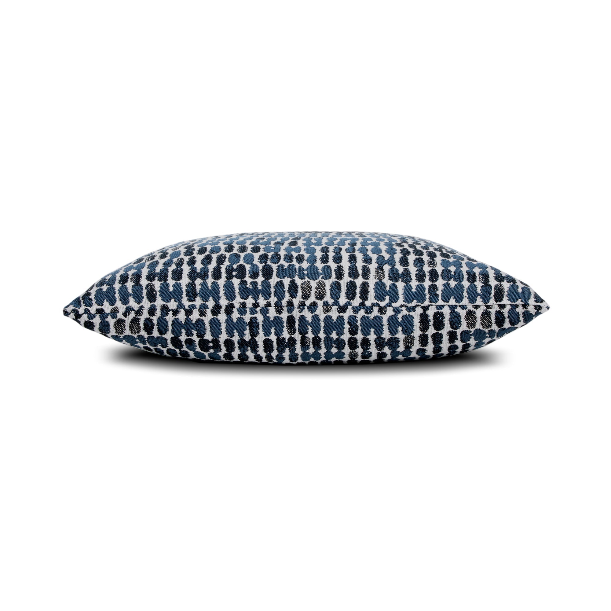 Side image of Indigo striped ombre pillow in square size for stylish indoor and outdoor decor by Elaine Smith