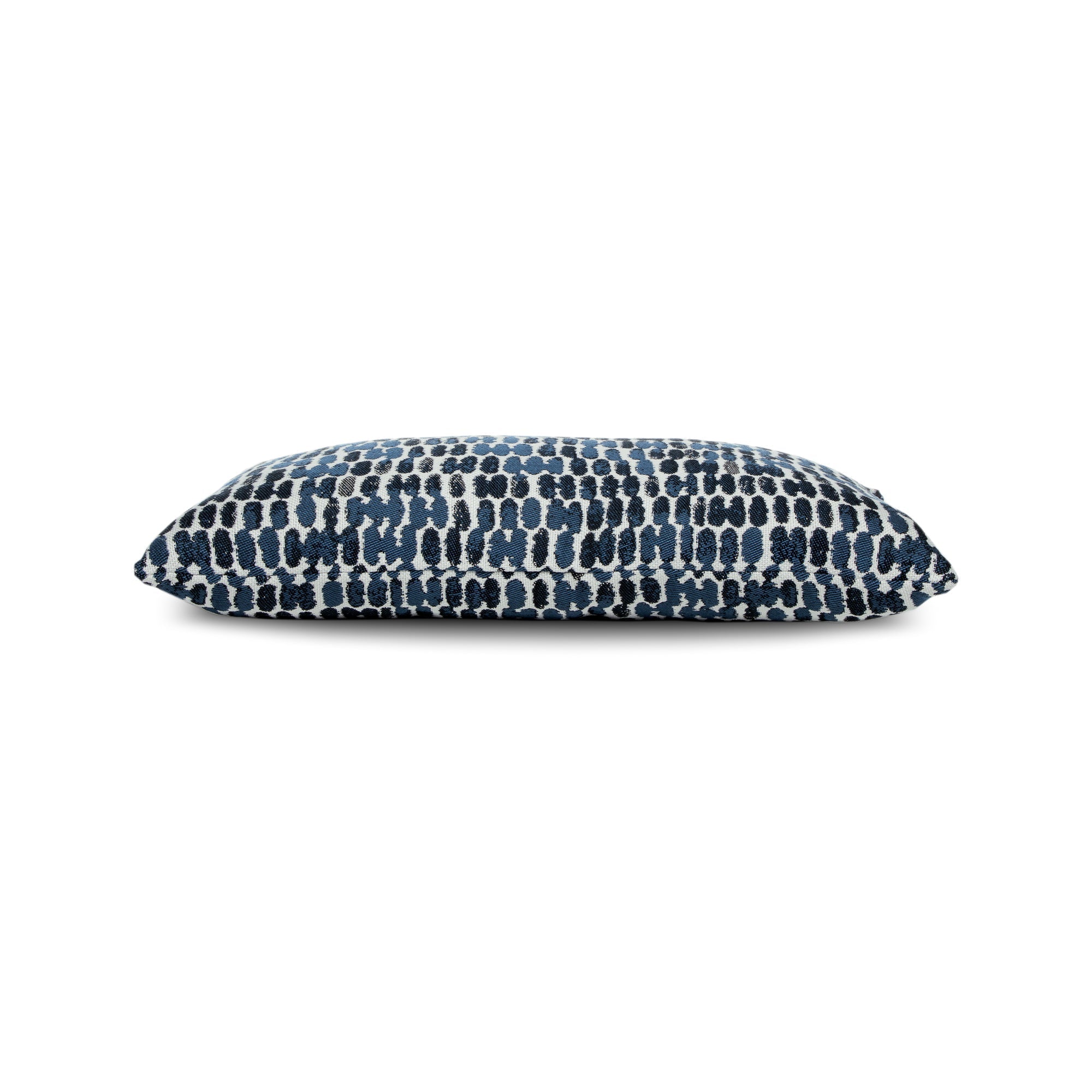 Side image of Indigo striped ombre pillow in lumbar size for contemporary indoor and outdoor decor
