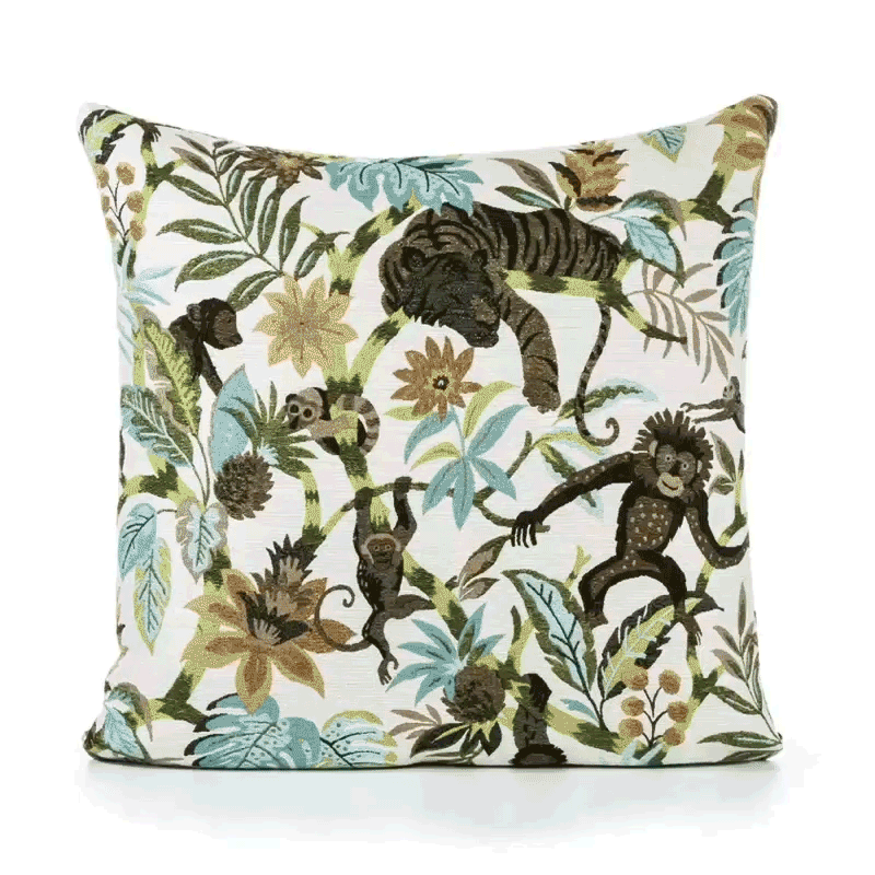 360 video of Botanical patterned outdoor pillow square size for chic indoor and outdoor decor