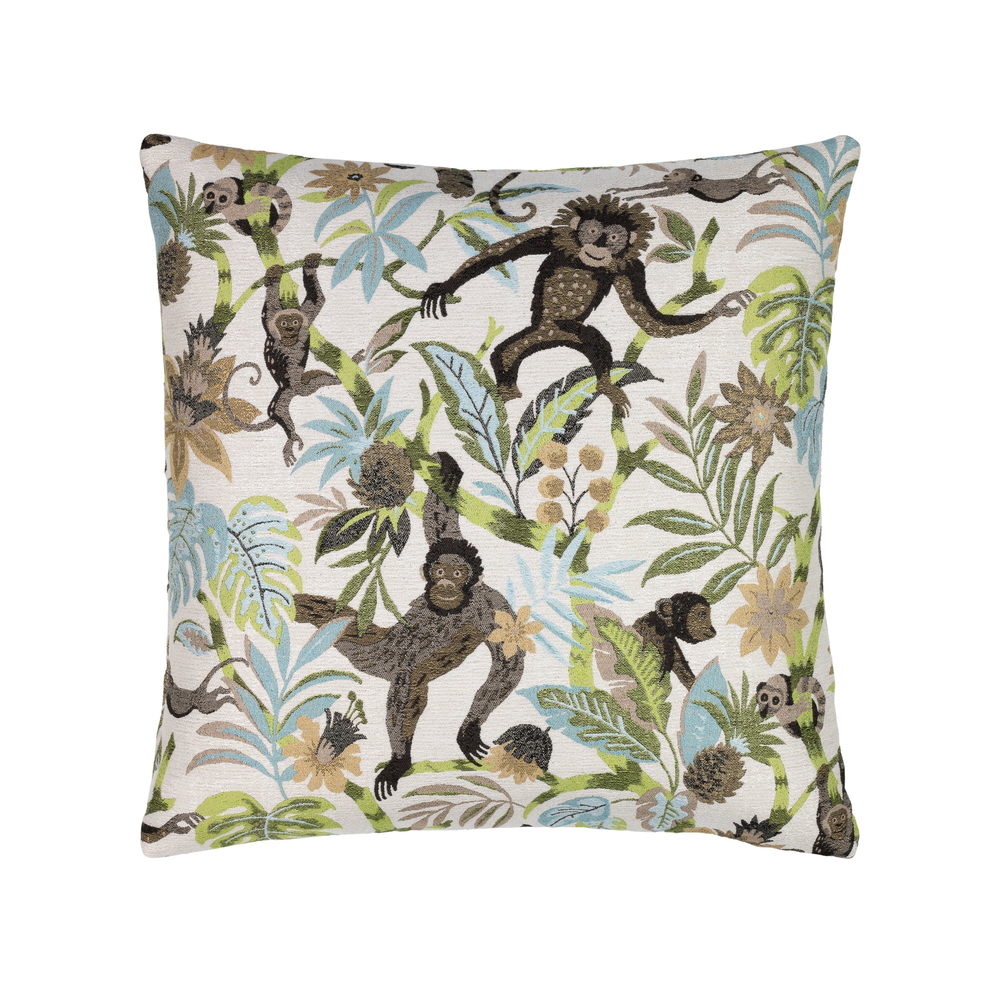 Back image of Botanical patterned outdoor pillow square size for chic indoor and outdoor decor