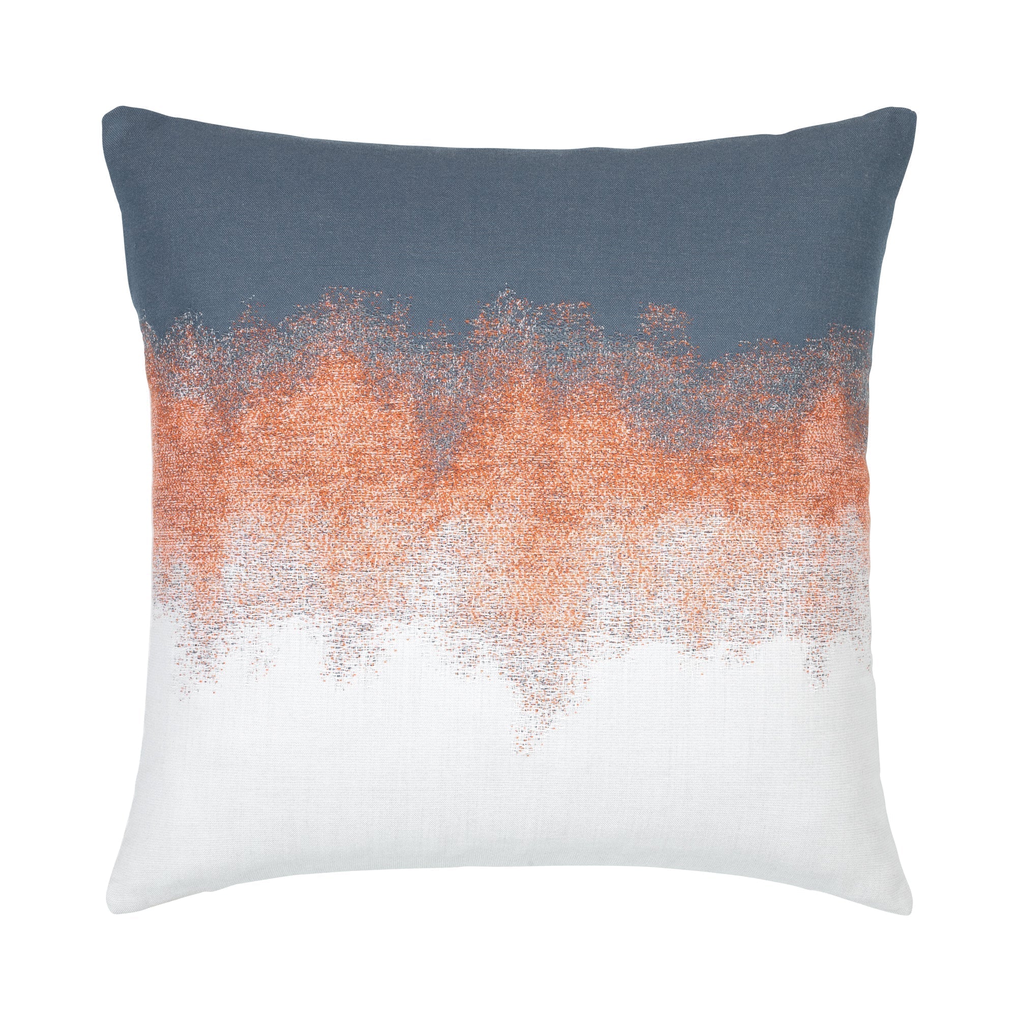 Gray and coral ombre outdoor pillow for neutral outdoor spaces by Elaine Smith