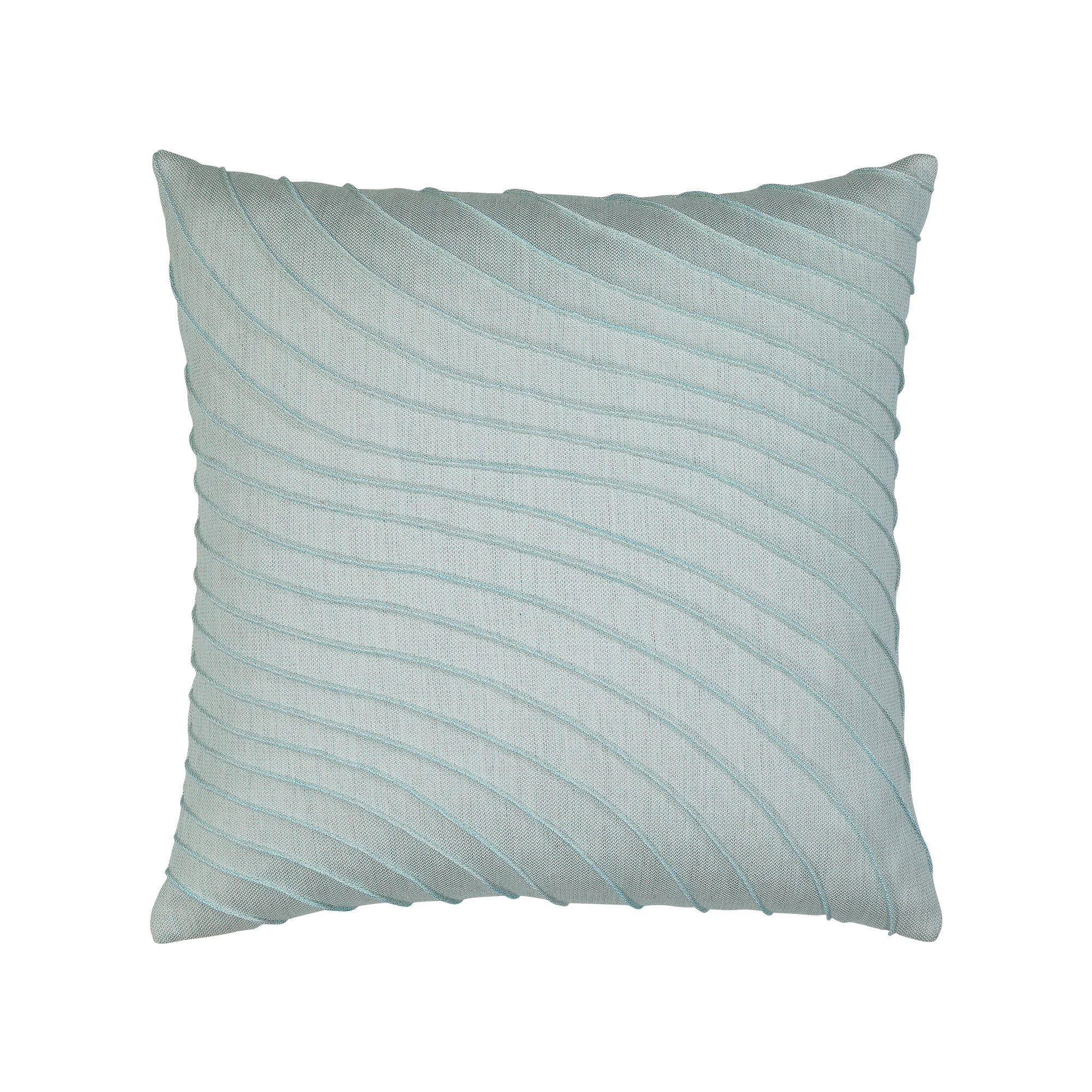 Pillow made from Soft glacier blue outdoor safe woven fabric with solid color
