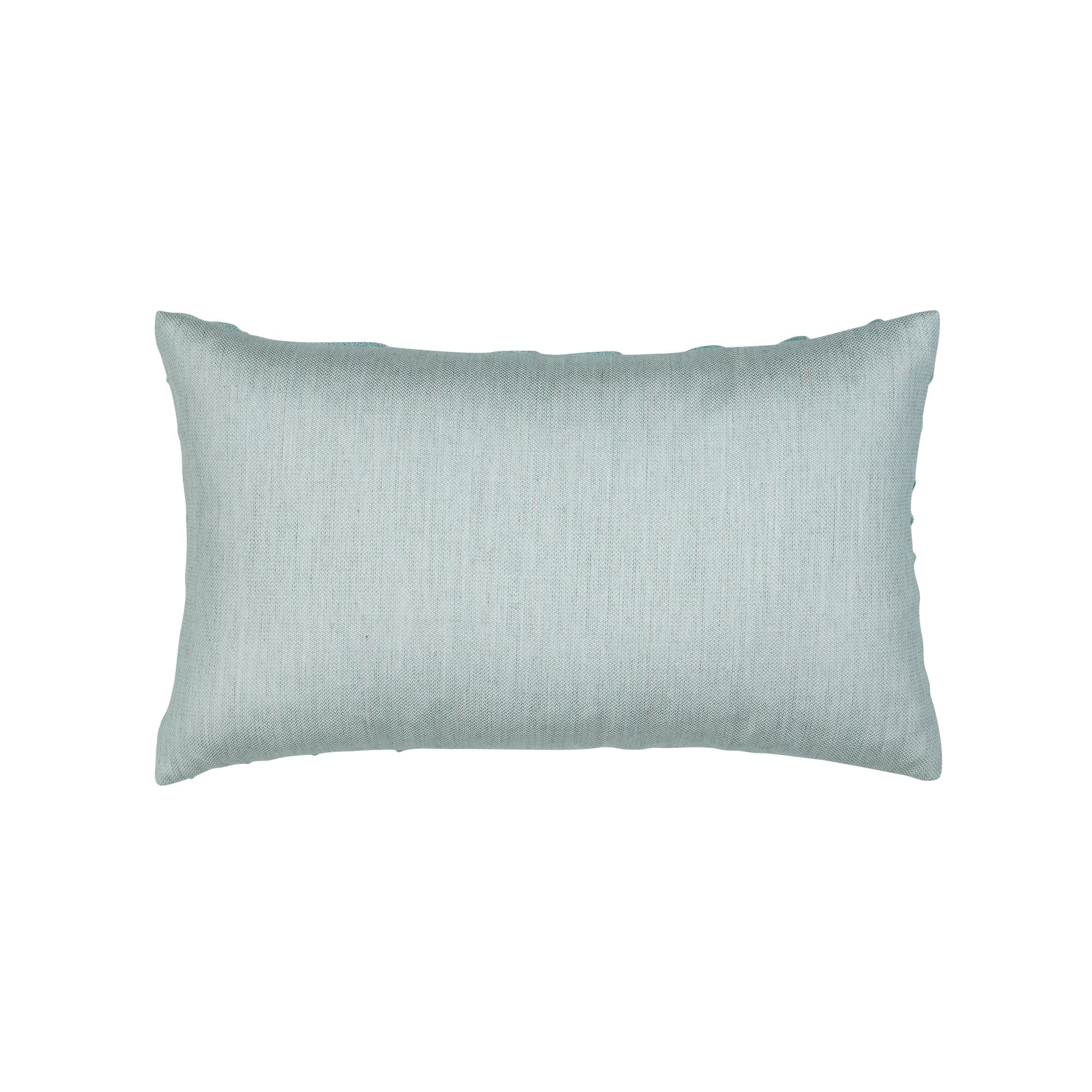 Back image of Light Blue textured pillow lumbar size for coastal indoor and outdoor decor