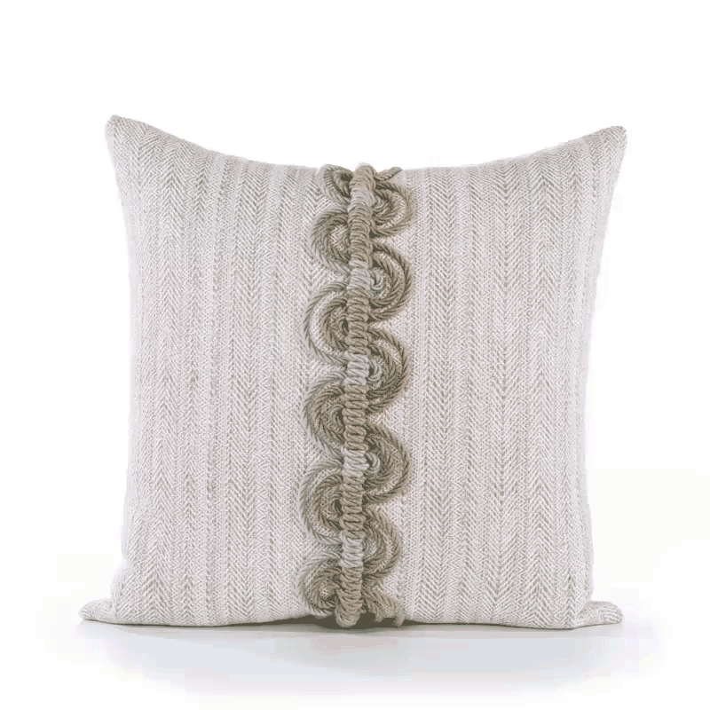 360 video of Taupe outdoor pillow with stripe pattern, square size for transitional outdoor decor