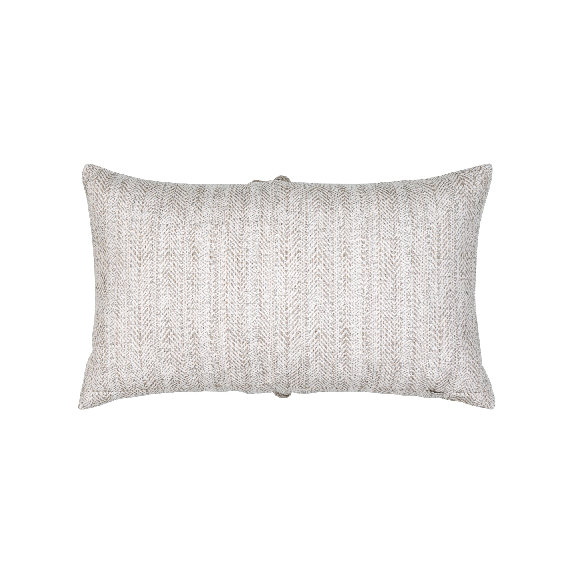 Back image of Taupe outdoor pillow with stripe pattern, lumbar size for transitional outdoor decor