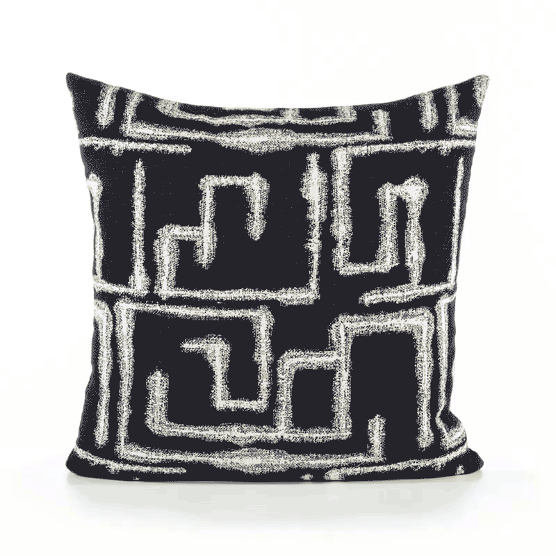 360 video of Black maze outdoor pillow square size for dramatic patio decor