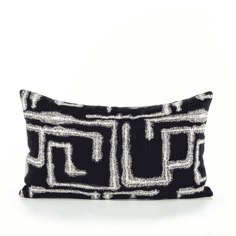 360 video of Black maze outdoor pillow lumbar size for bold patio decor