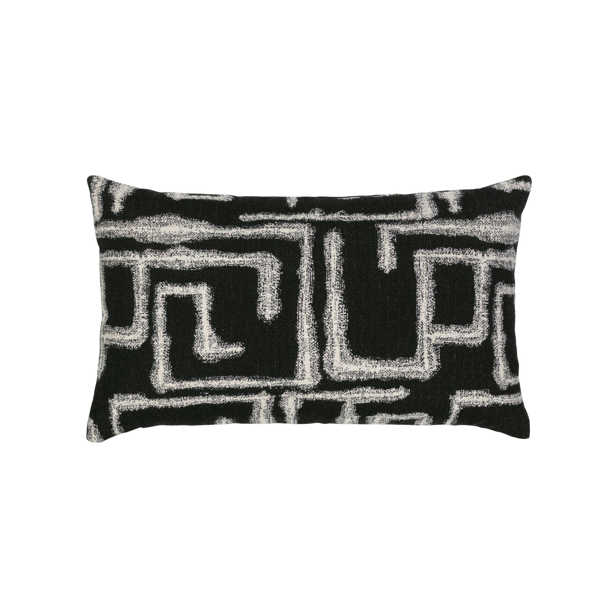 Black maze outdoor pillow lumbar size for bold patio decor