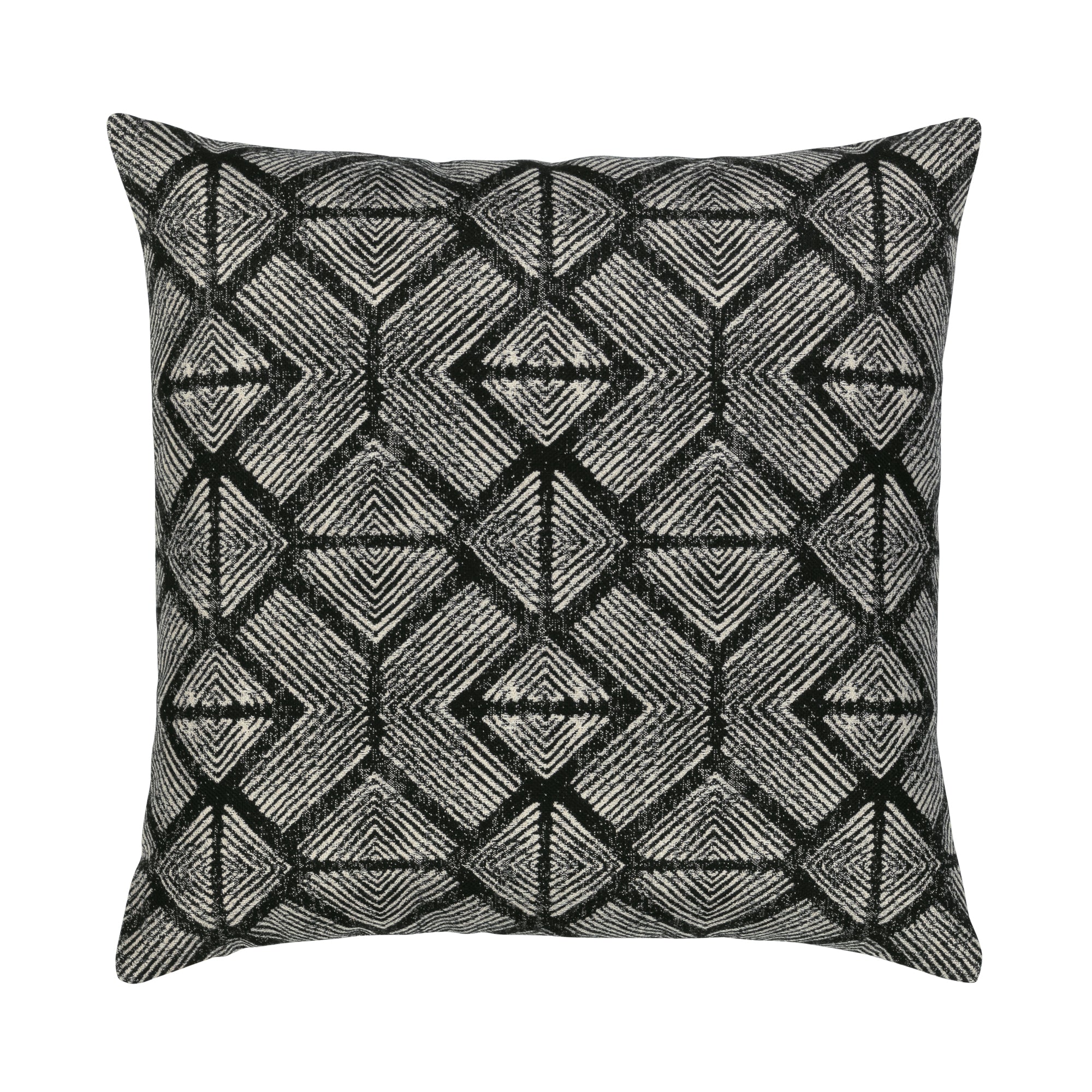 Charcoal gray and white damask-pattern outdoor pillow for classic outdoor elegance