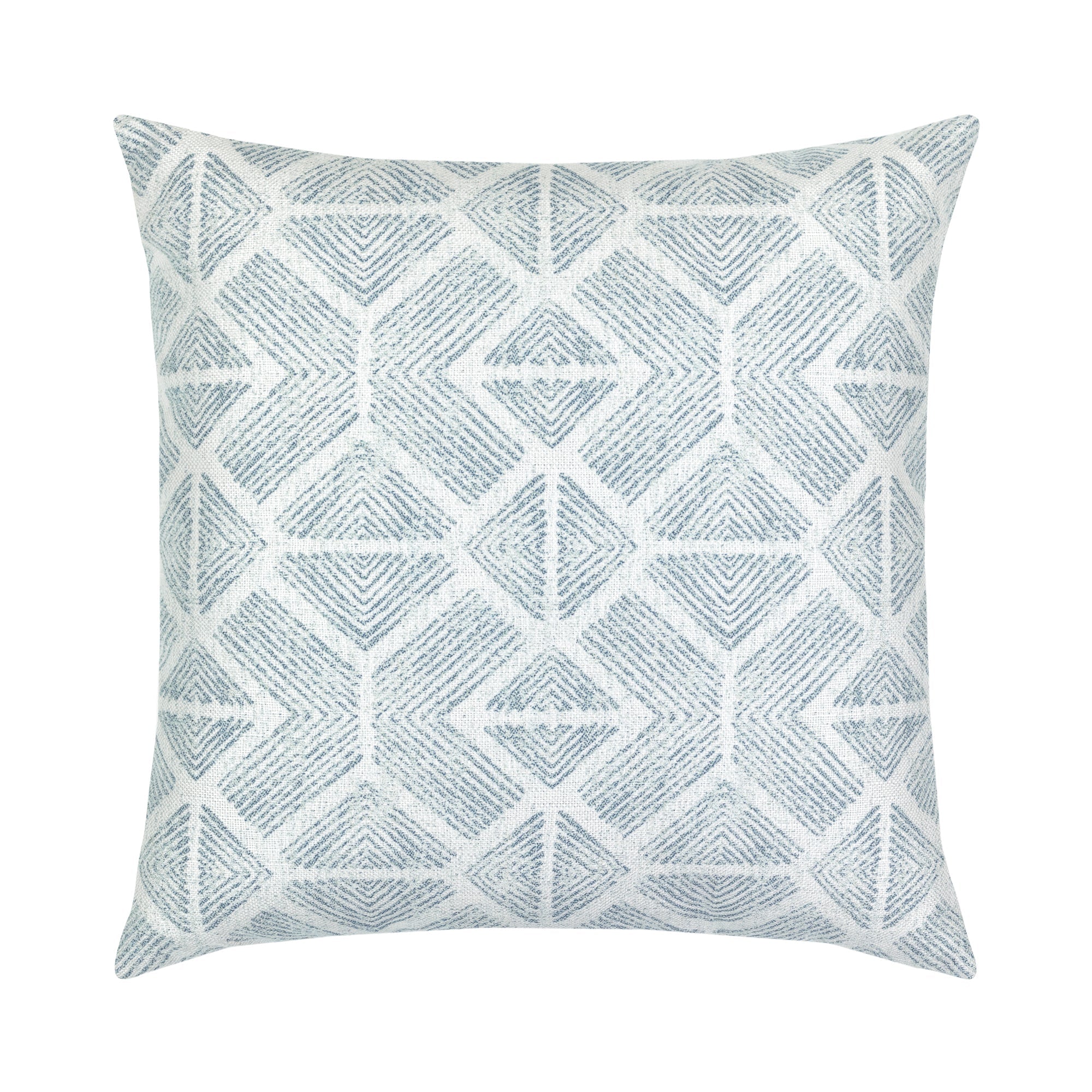 Light blue damask outdoor pillow for coastal-inspired outdoor design
