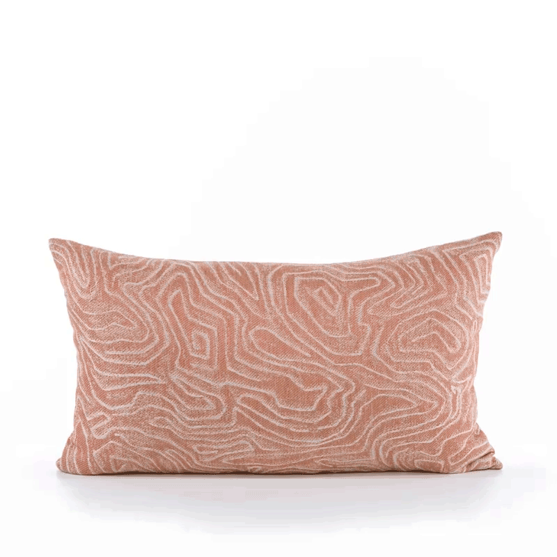 360 video of Coral outdoor pillow with solid texture, square size for warm outdoor accents