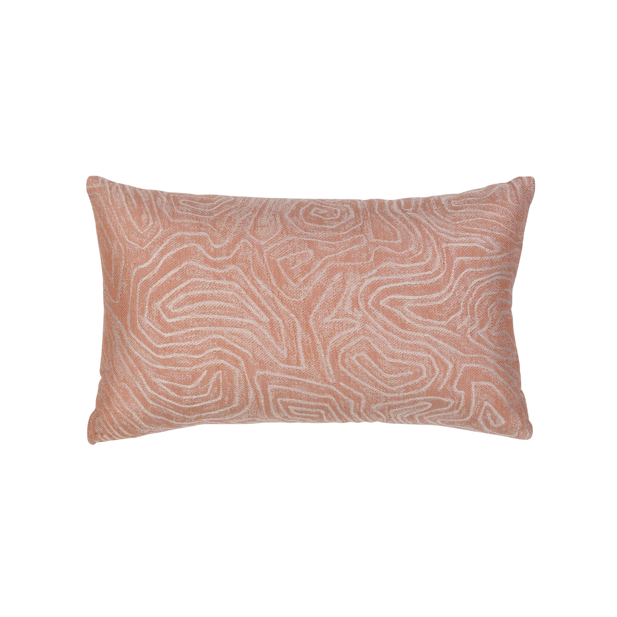 Coral outdoor pillow with solid texture, square size for warm outdoor accents