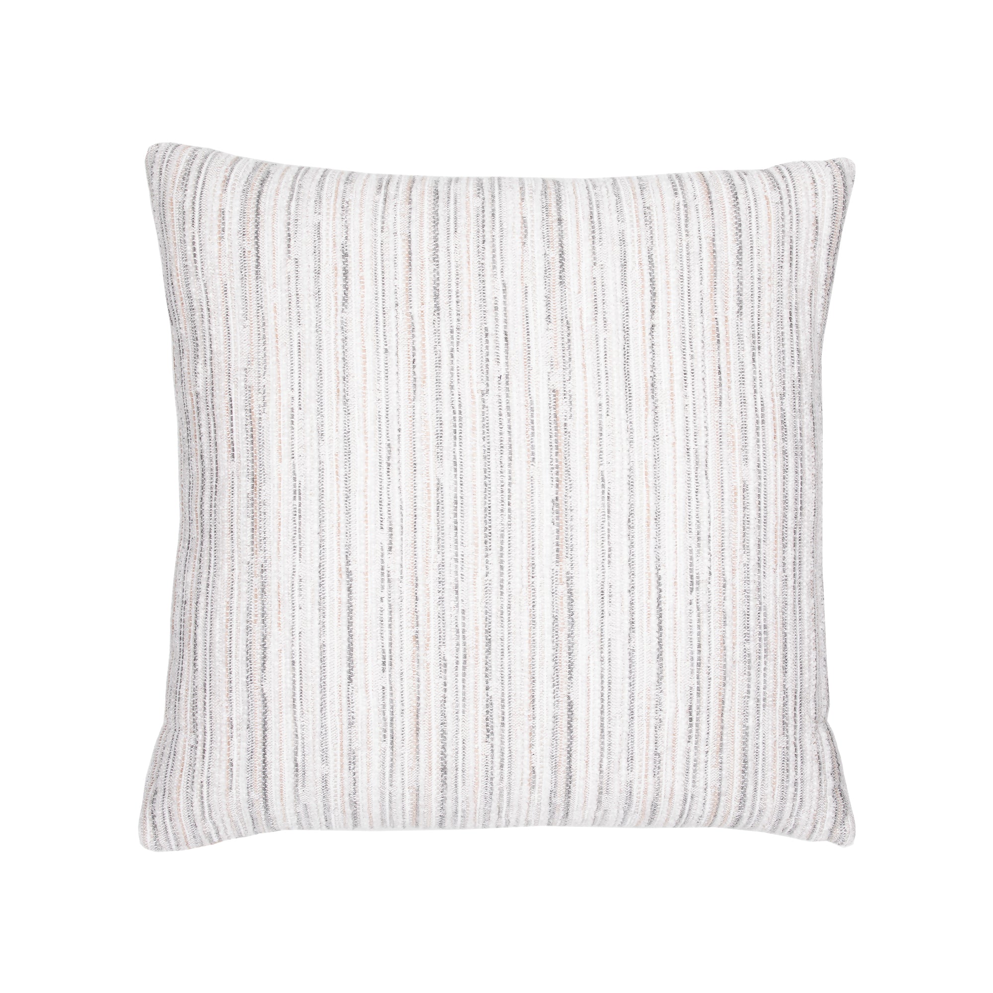 White and gray striped with cheniile outdoor pillow square size for modern indoor and outdoor decor