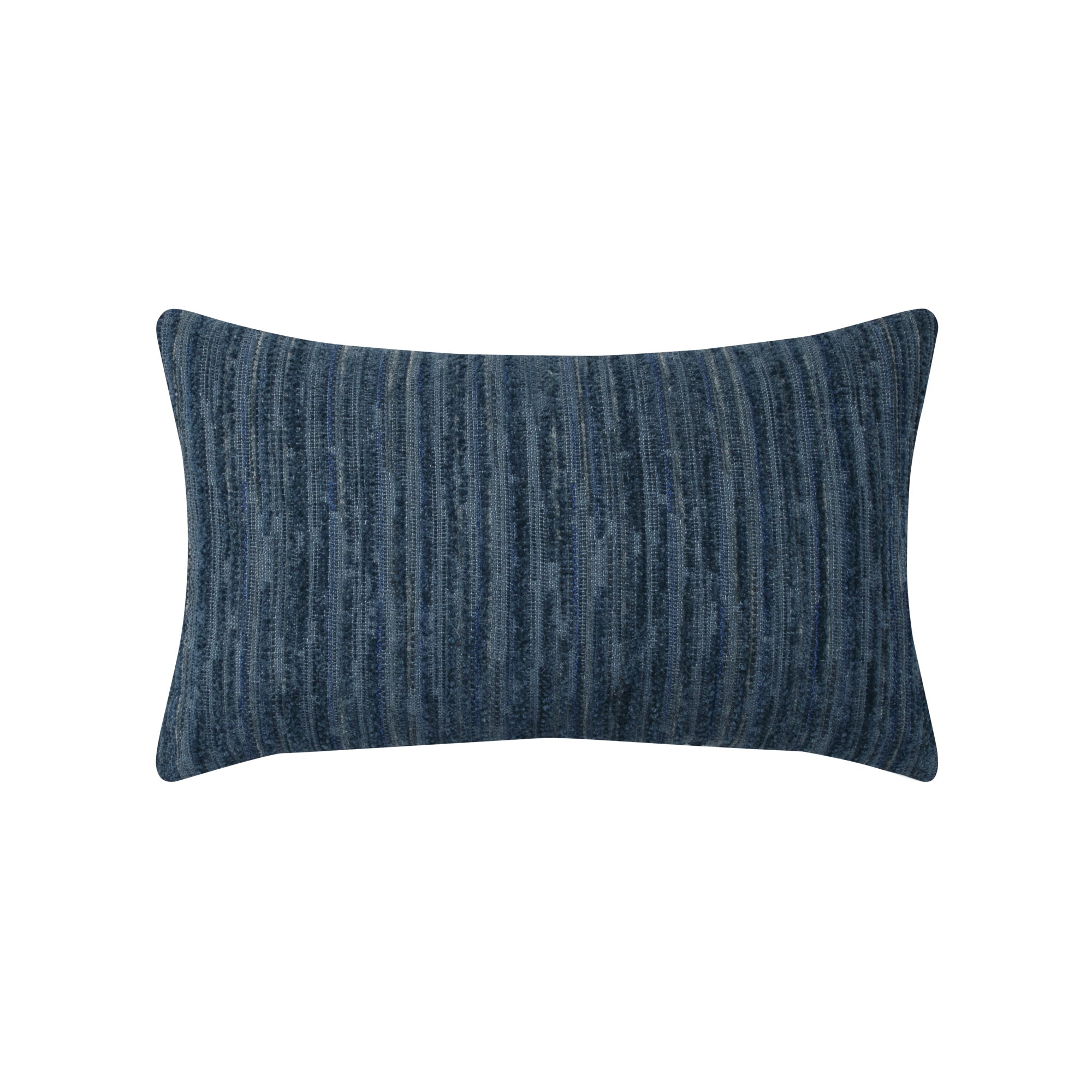 Indigo striped with chenille outdoor pillow lumbar size for nautical indoor and outdoor decor