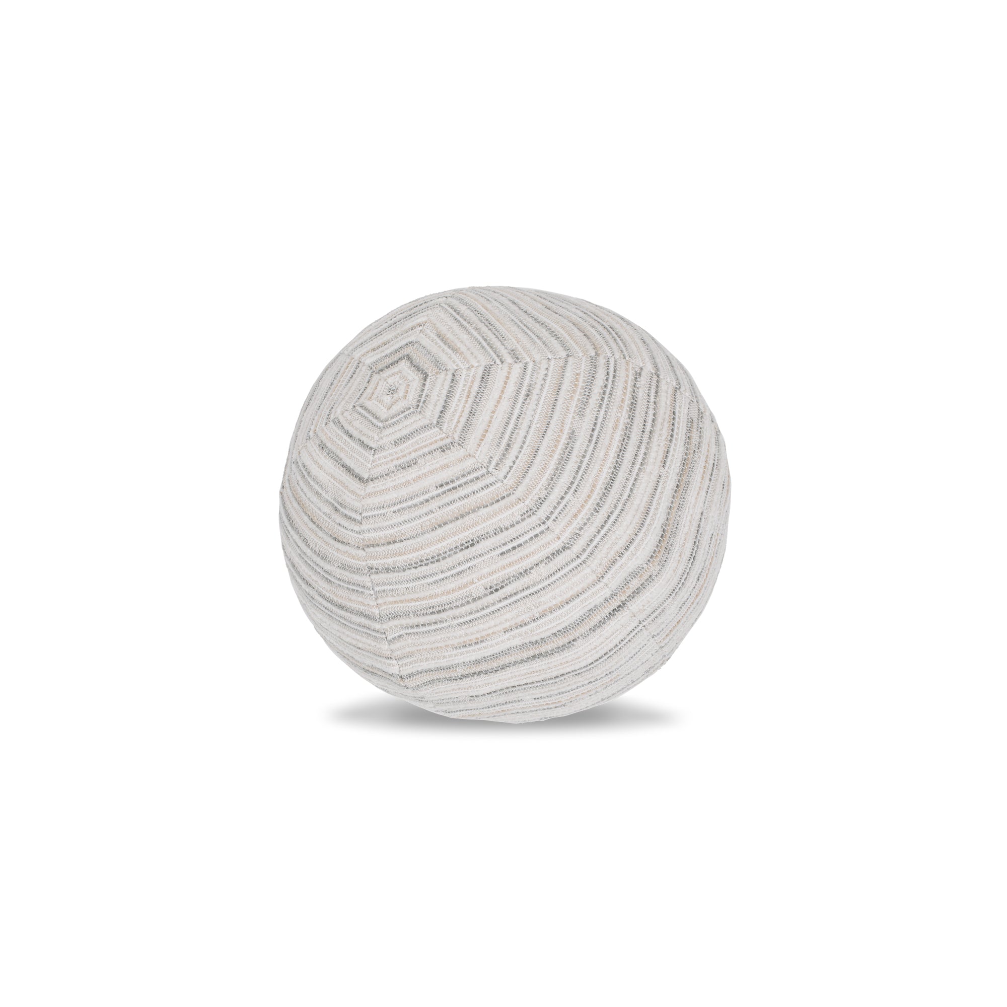 White and gray striped with cheniile outdoor pillow round size for classic indoor and outdoor decor by Elaine Smith