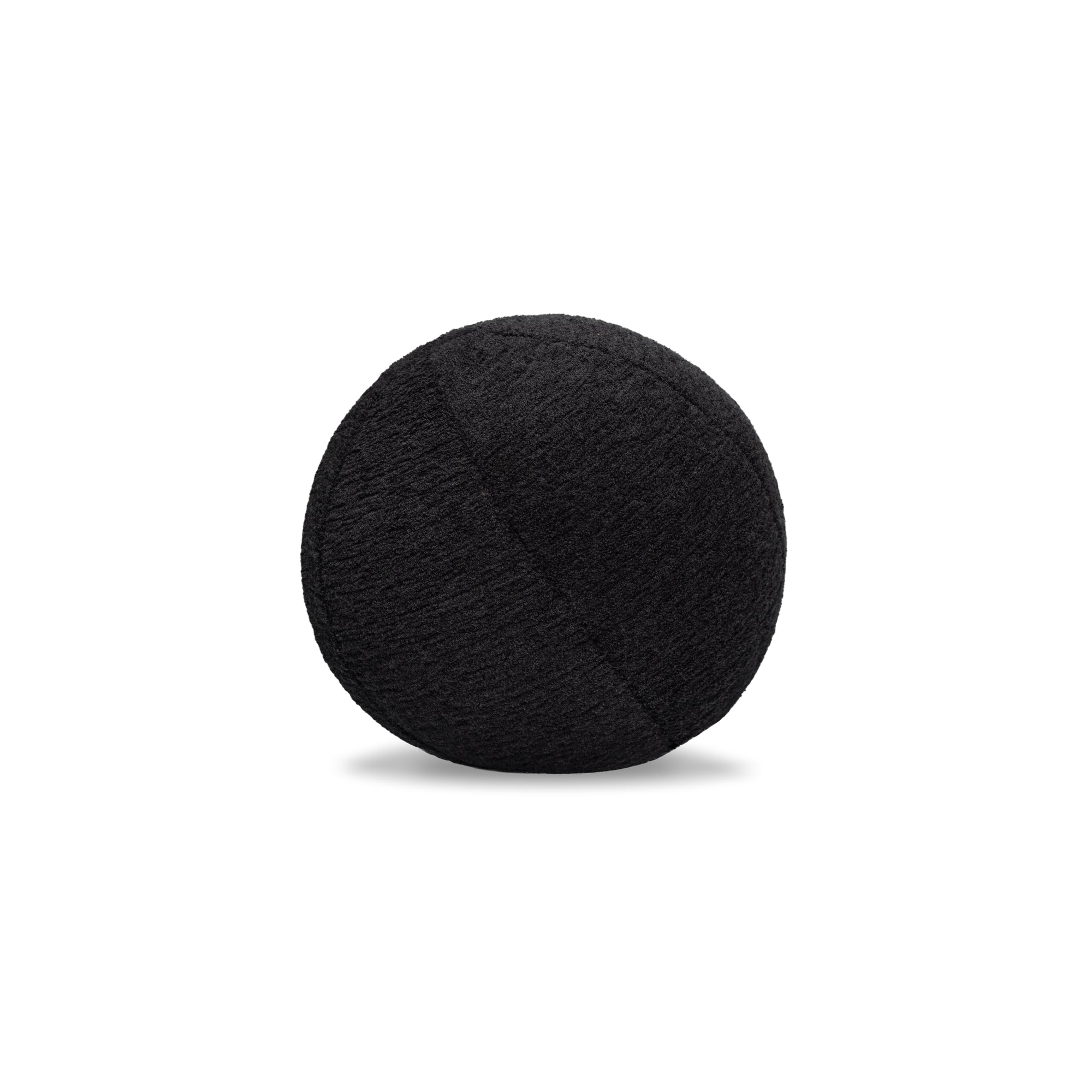 Black ball pillow by Elaine Smith on a white background - outdoor safe fabric