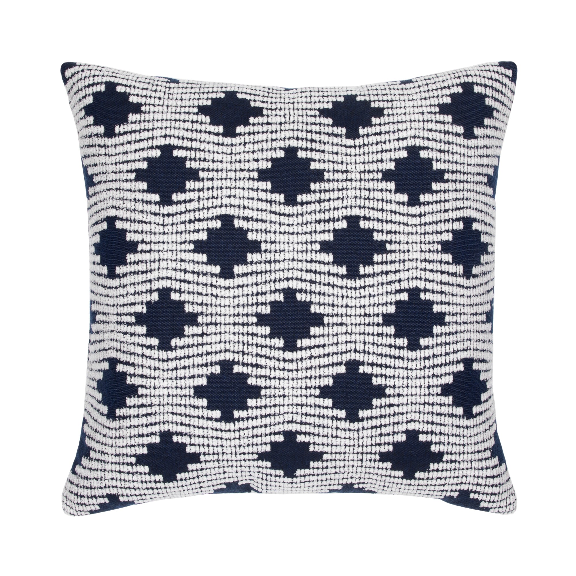 Dark blue lattice pillow square size for modern indoor and outdoor decor